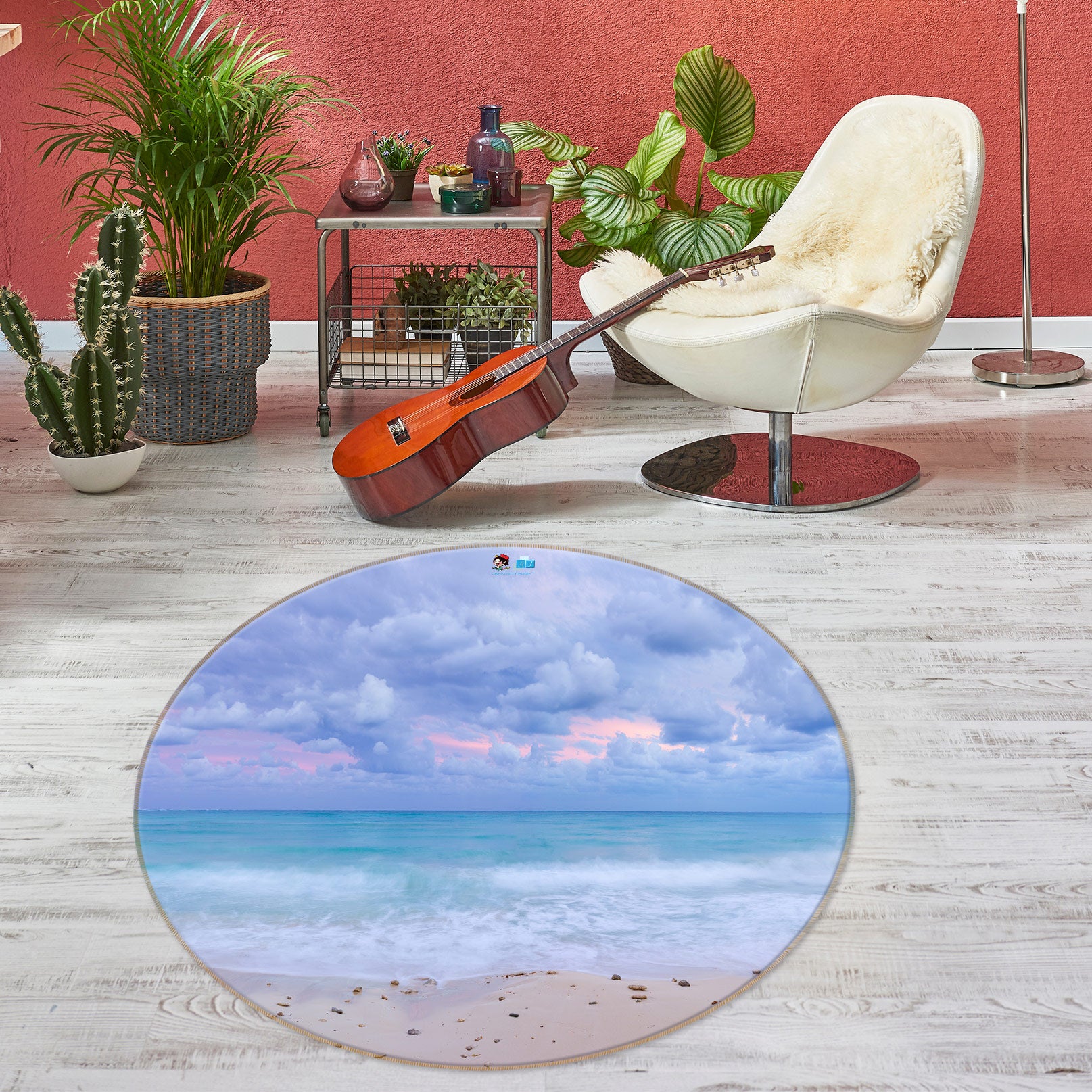 3D Ocean Cloud 7533 Assaf Frank Rug Round Non Slip Rug Mat