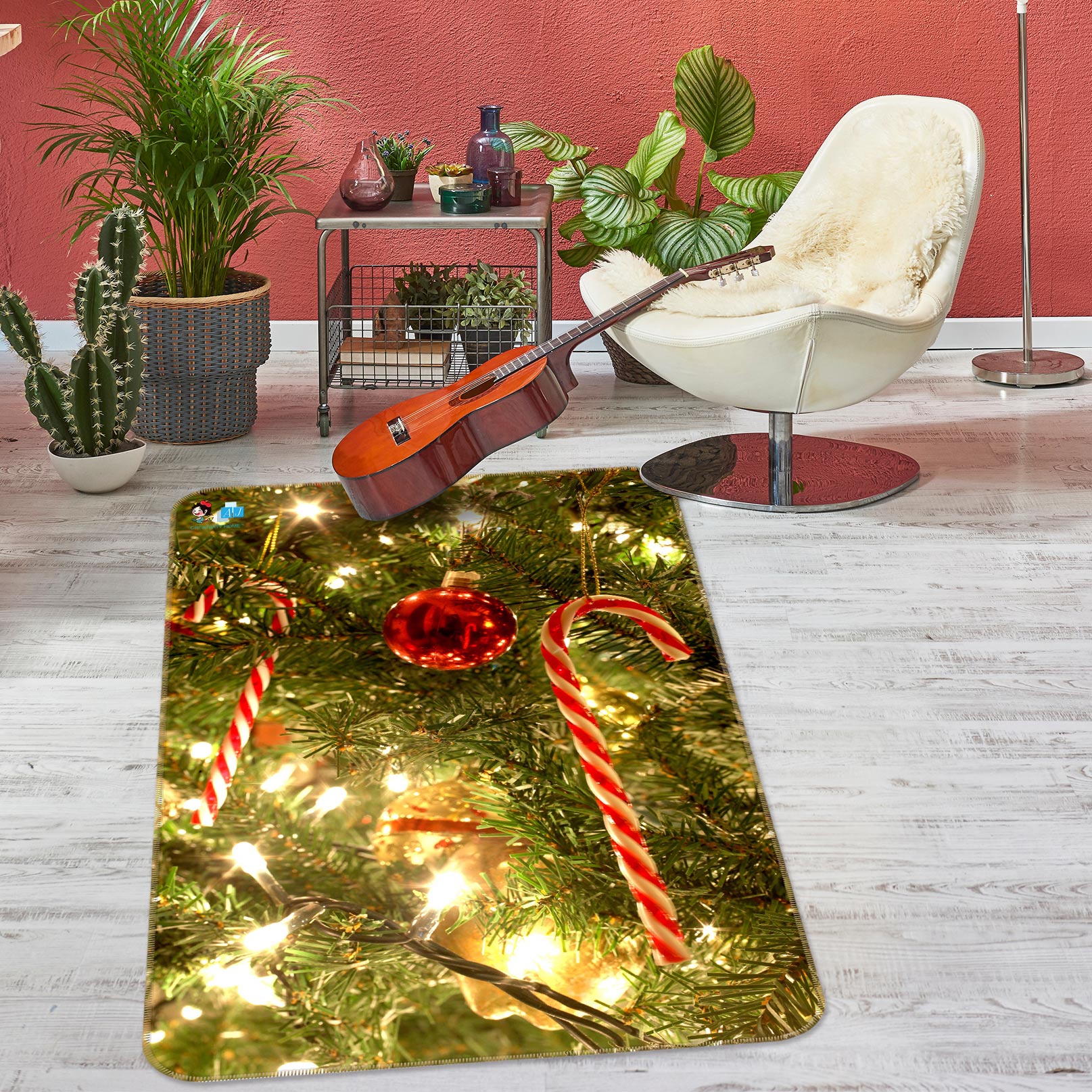 3D Tree Crutch 56195 Christmas Non Slip Rug Mat Xmas