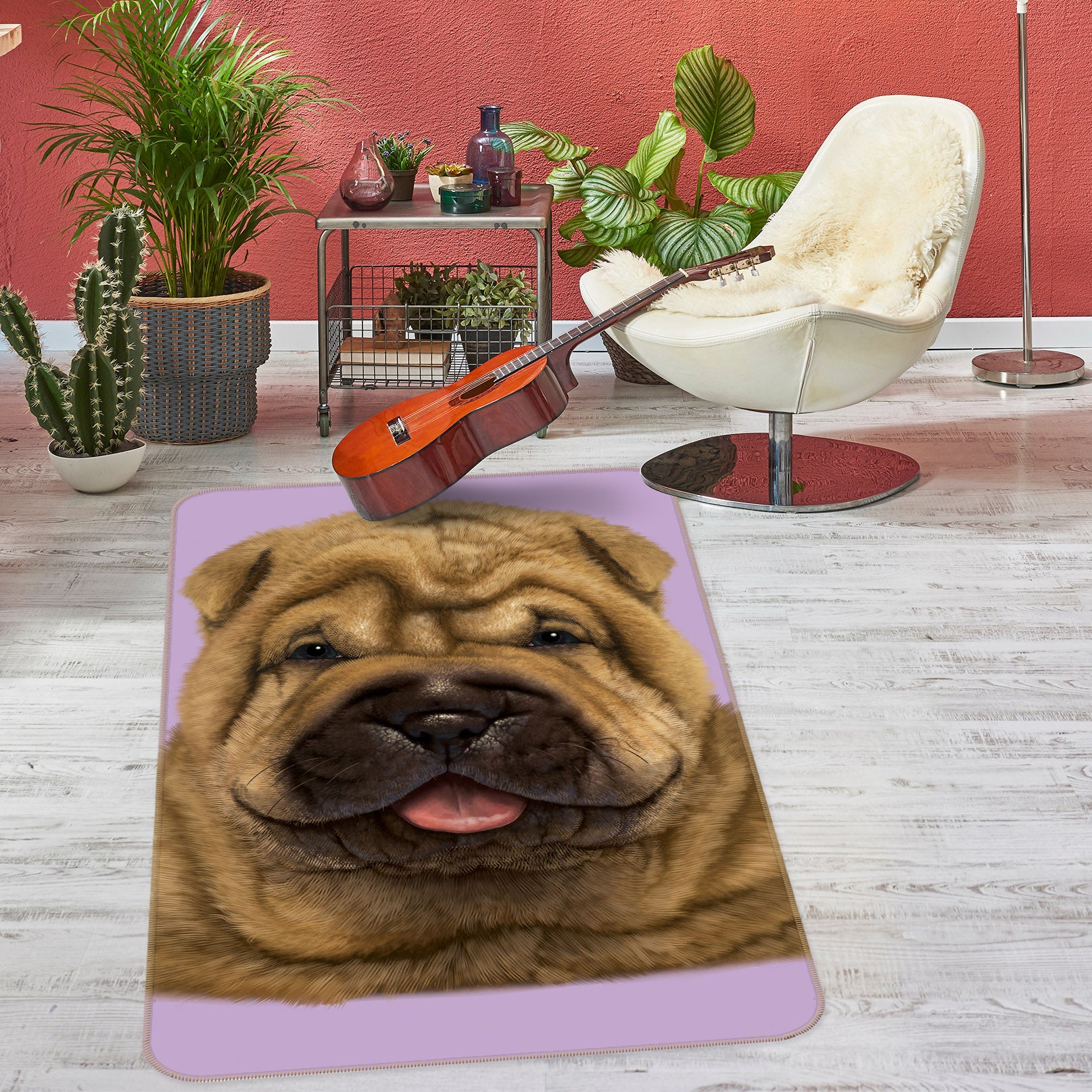 3D Shar Pei Puppy portrait 1065 Vincent Hie Rug Non Slip Rug Mat
