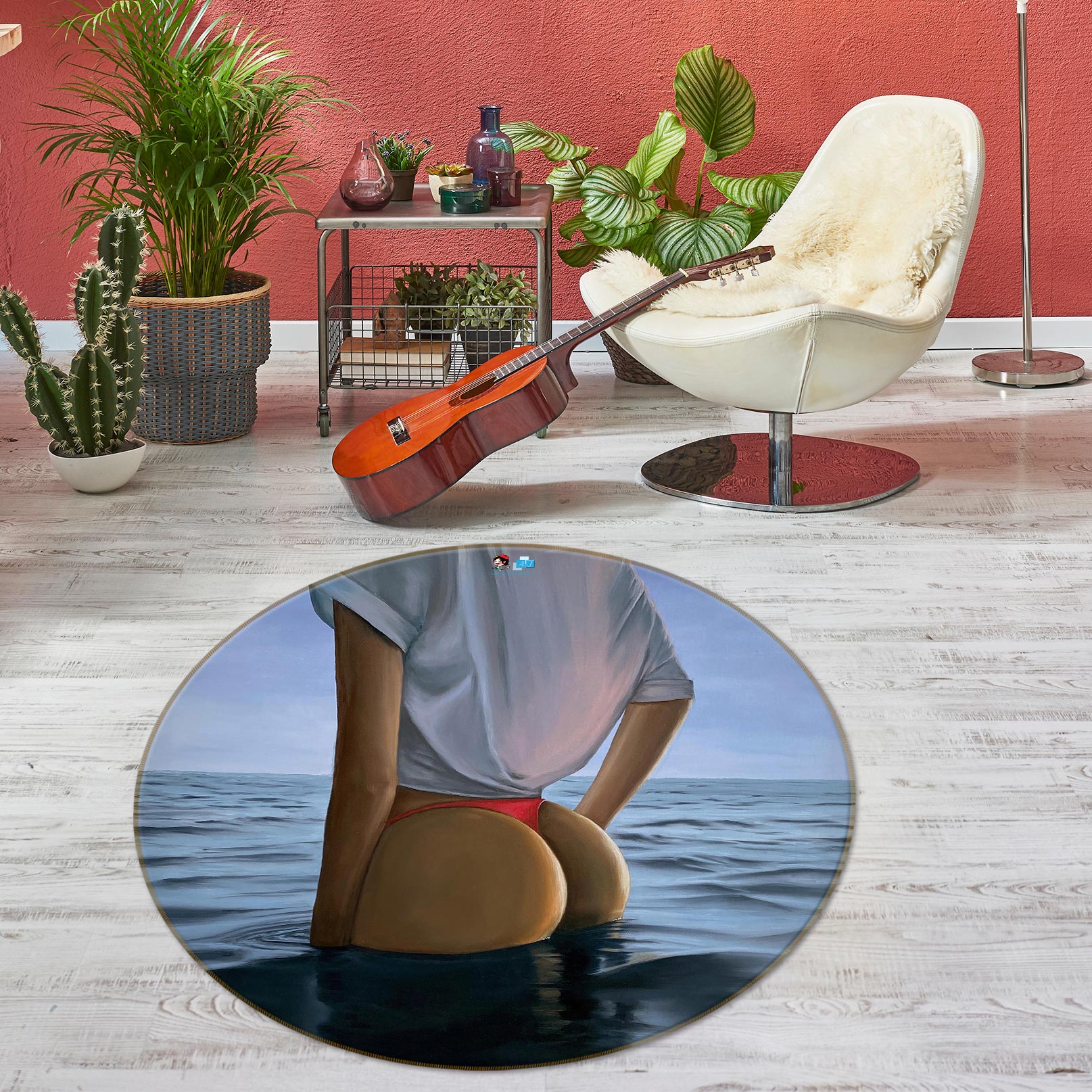 3D Woman Figure 9742 Marina Zotova Rug Round Non Slip Rug Mat