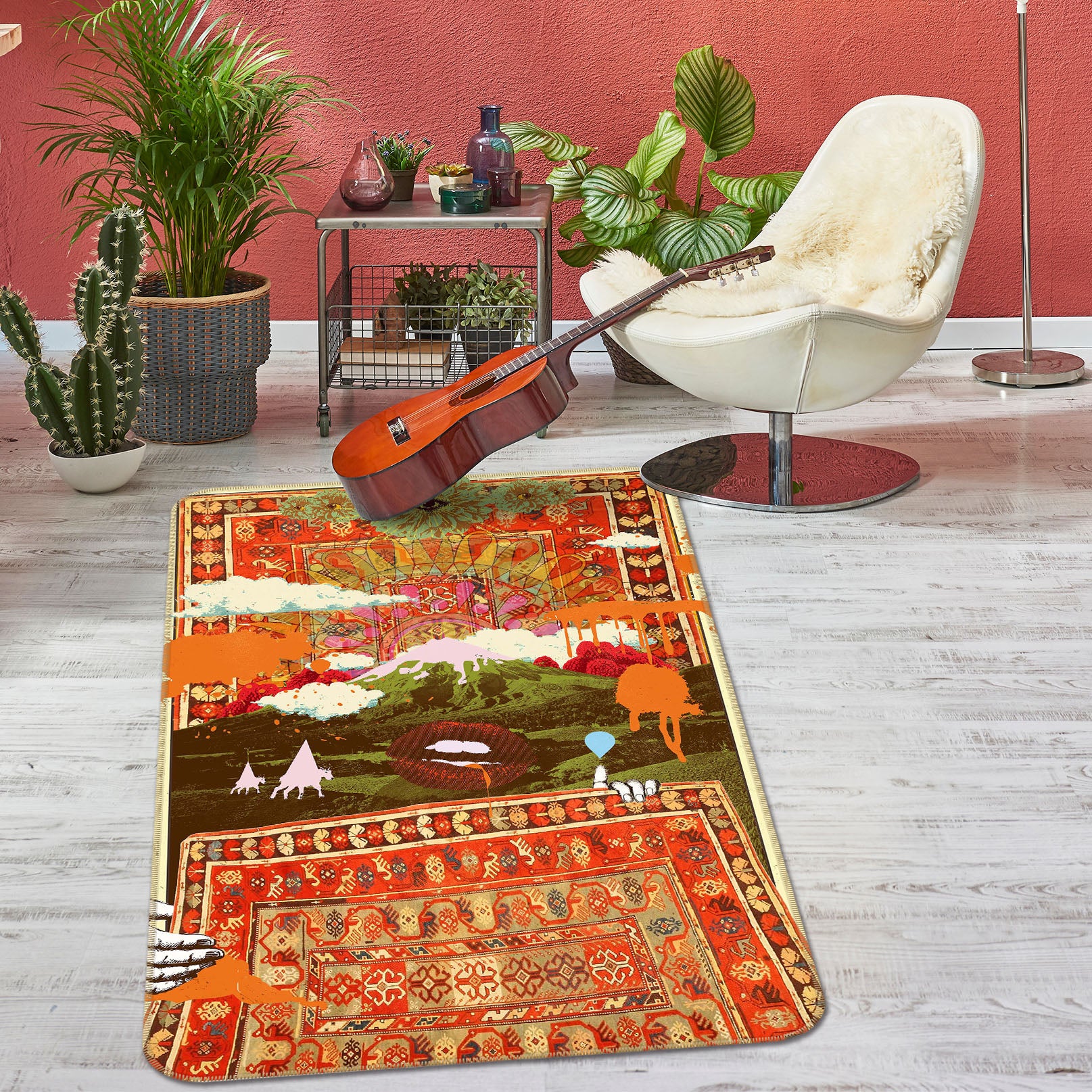 3D Country Village 1009 Showdeer Rug Non Slip Rug Mat