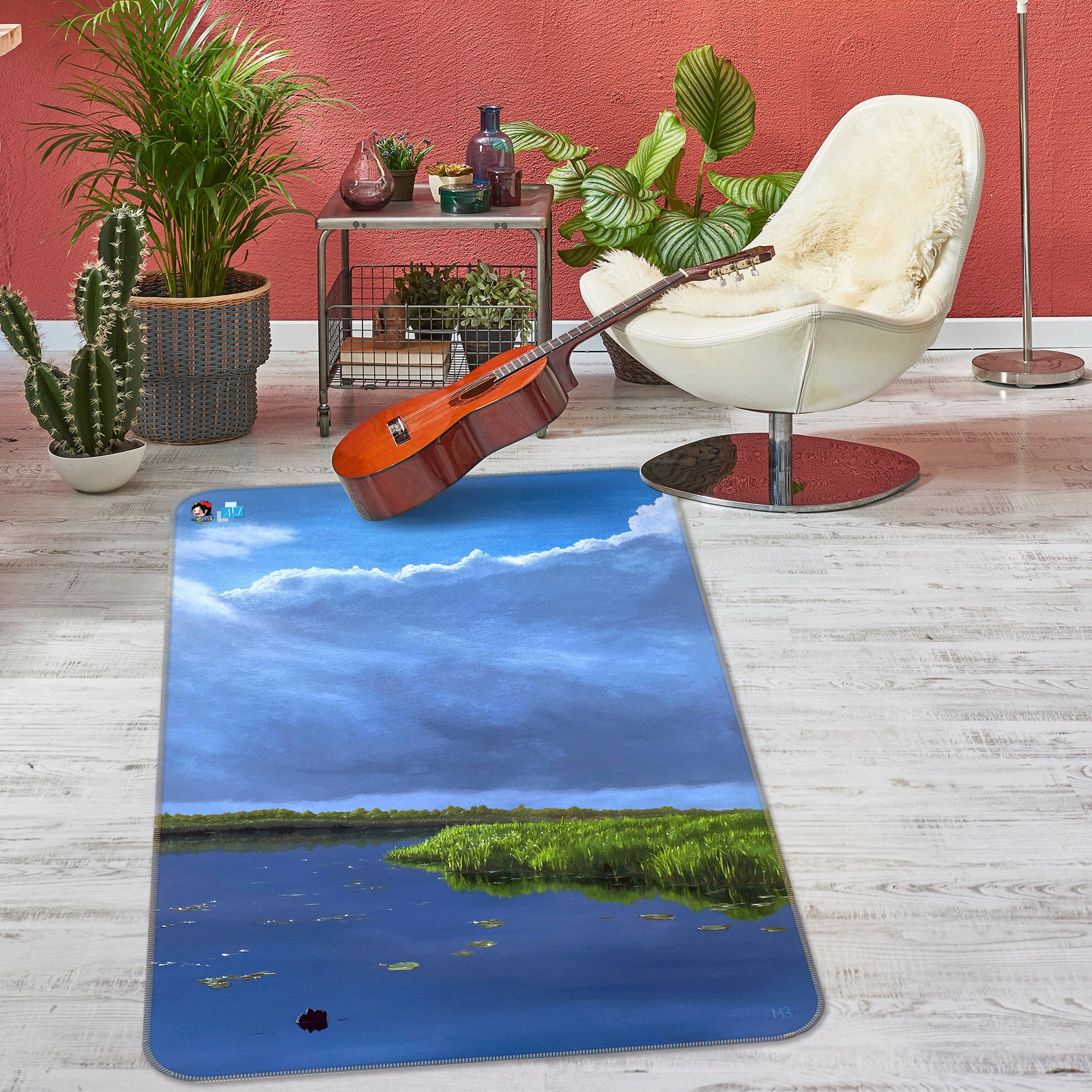 3D Blue Sky Lake Meadow 9711 Marina Zotova Rug Non Slip Rug Mat