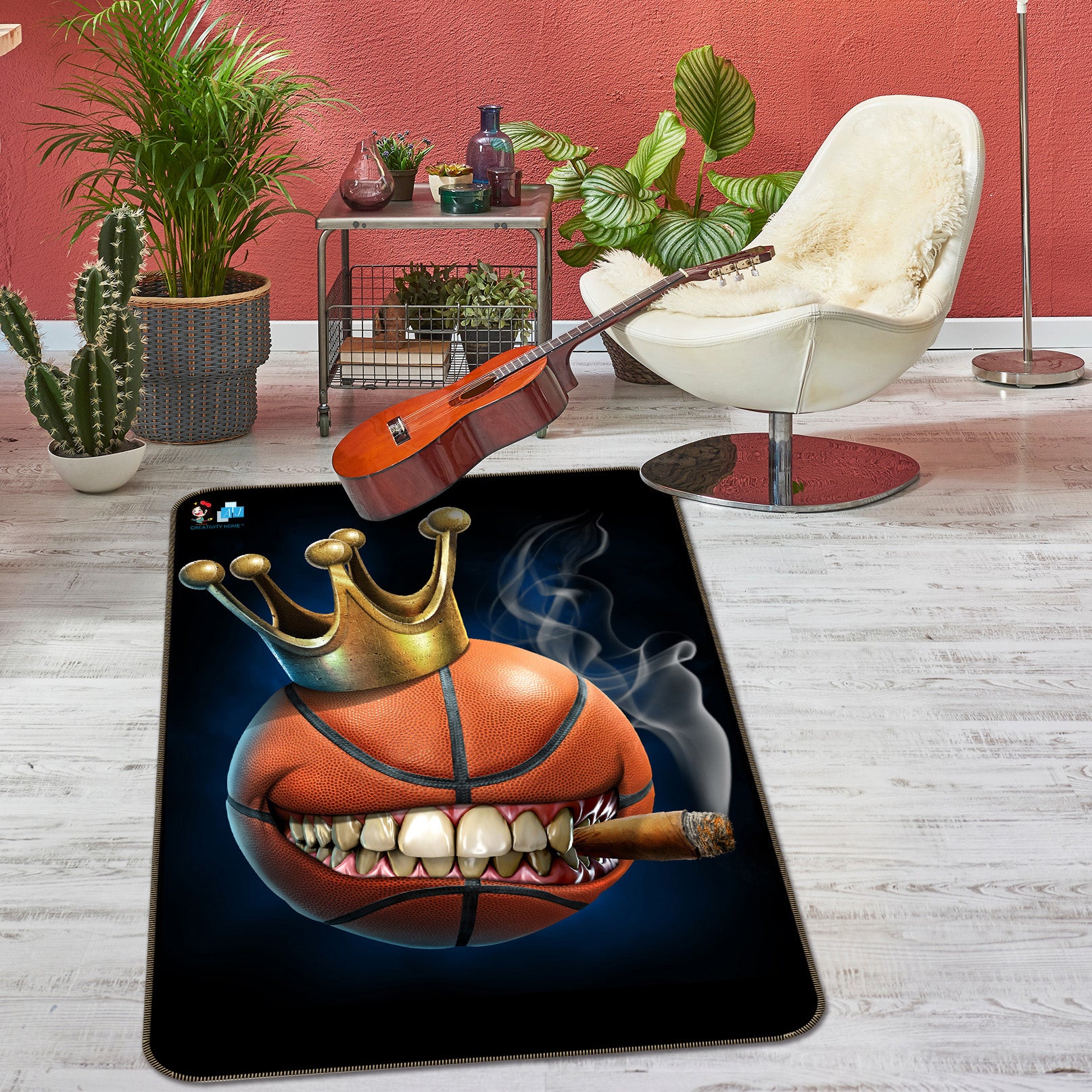 3D Crown Teeth Basketball 4113 Tom Wood Rug Non Slip Rug Mat