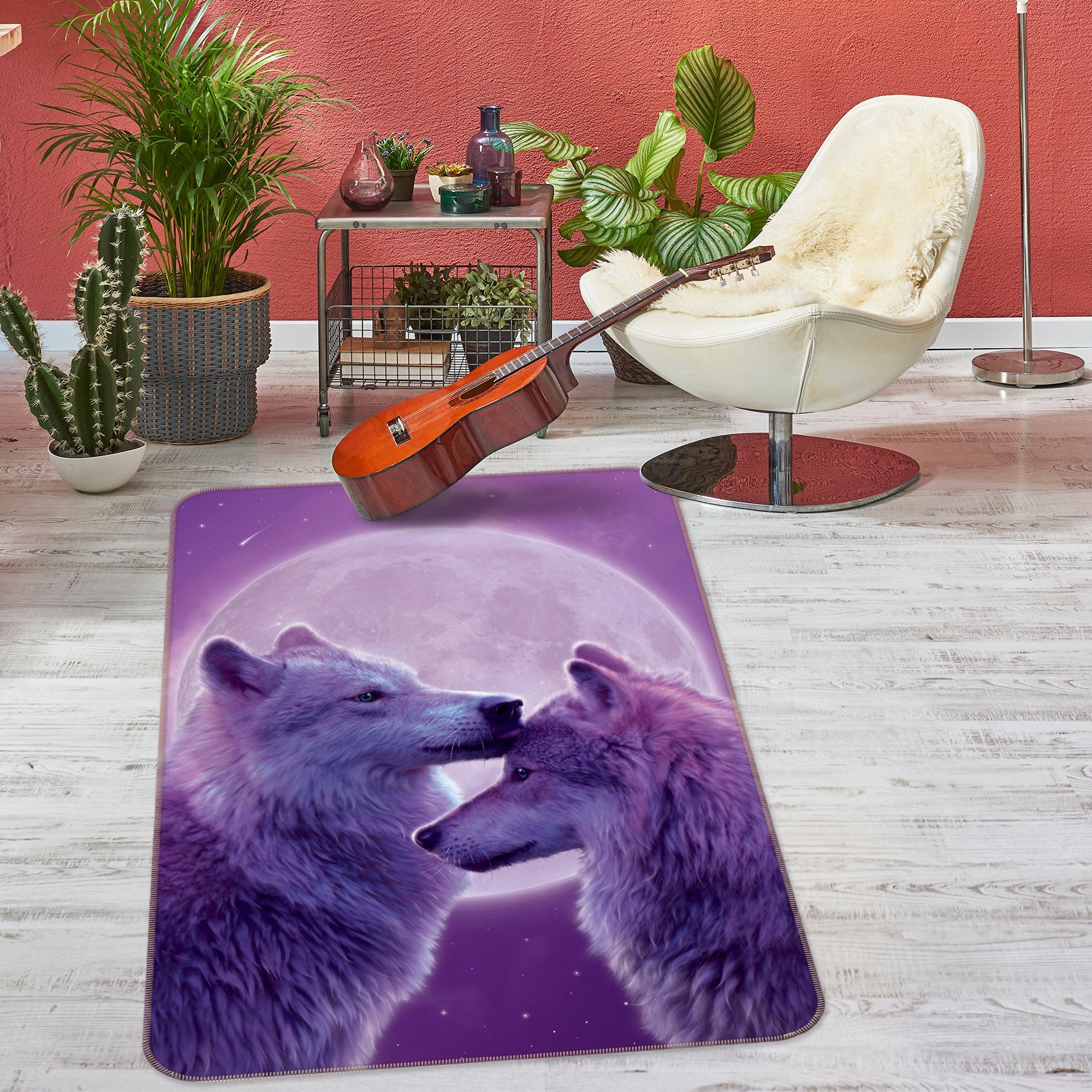 3D Loving Wolves 1048 Vincent Hie Rug Non Slip Rug Mat