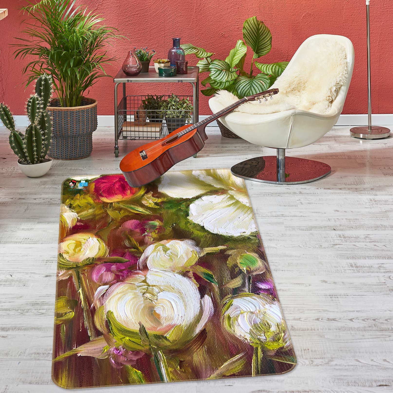 3D Rose Bouquet 1156 Skromova Marina Rug Non Slip Rug Mat