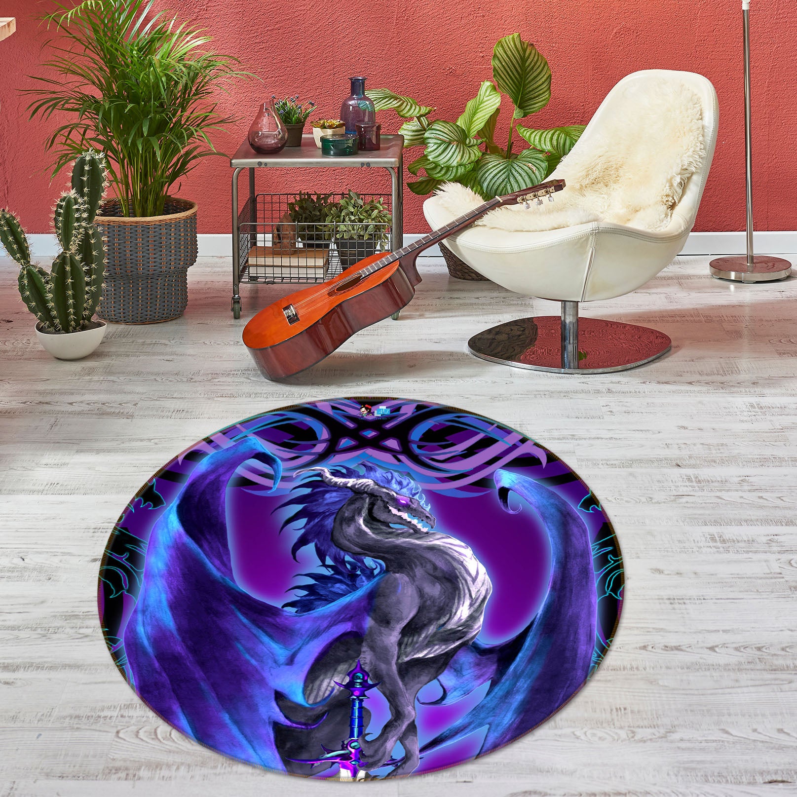 3D Purple Dragon 8377 Ruth Thompson Rug Round Non Slip Rug Mat