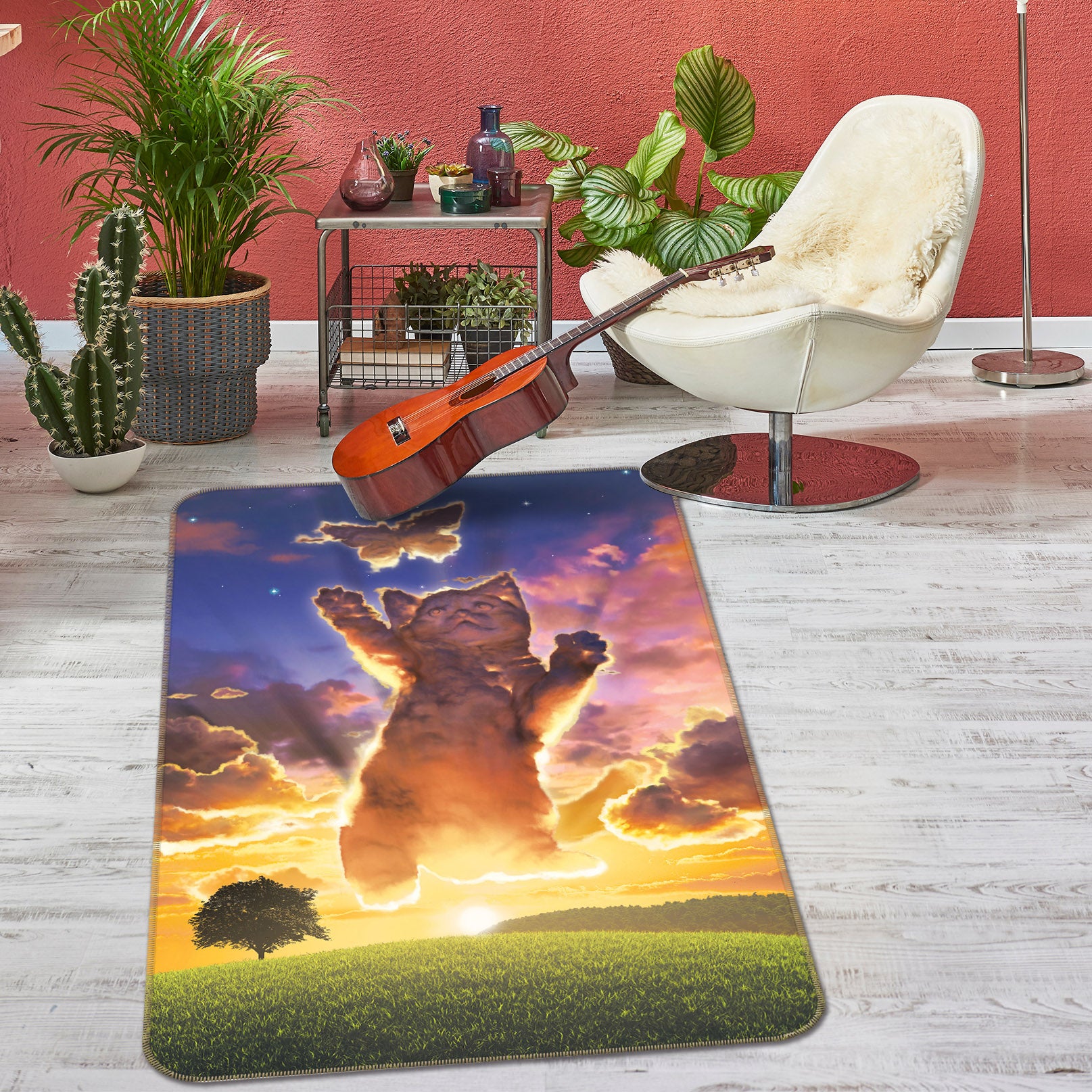 3D Cloud Kitten Sunset 1023 Vincent Hie Rug Non Slip Rug Mat