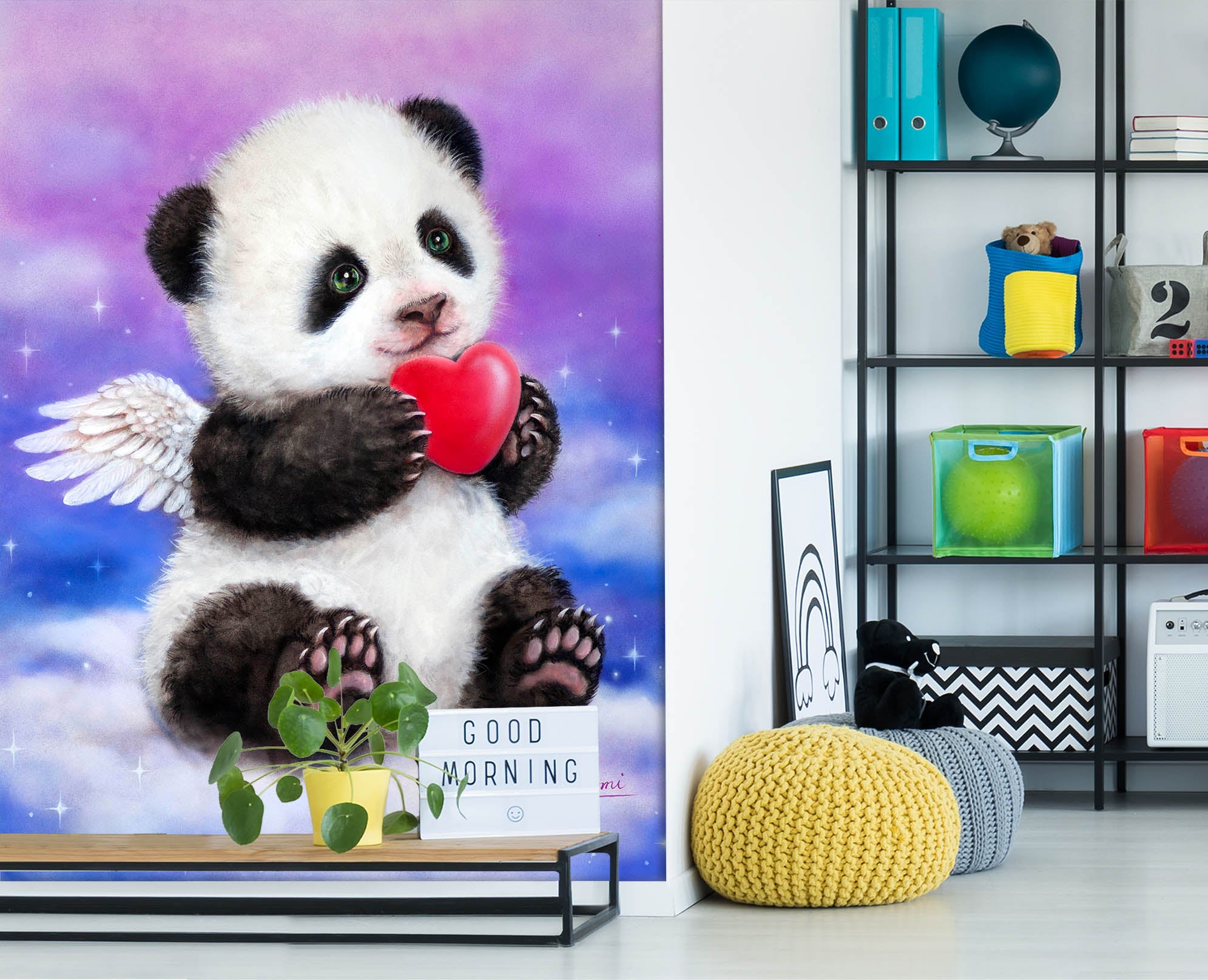 3D Love Panda Angel 5490 Kayomi Harai Wall Mural Wall Murals