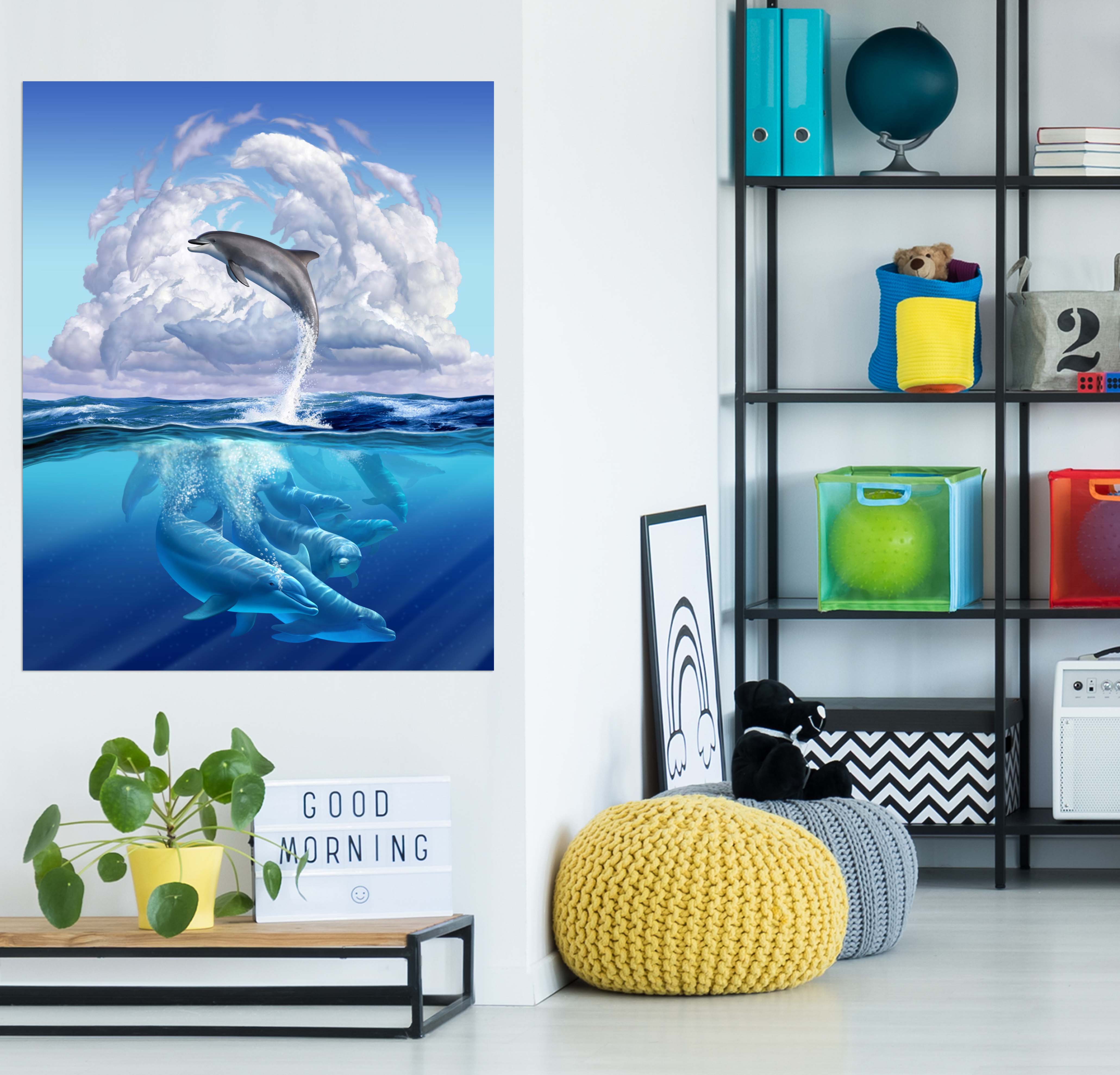 3D Dolphin Play 032 Jerry LoFaro Wall Sticker