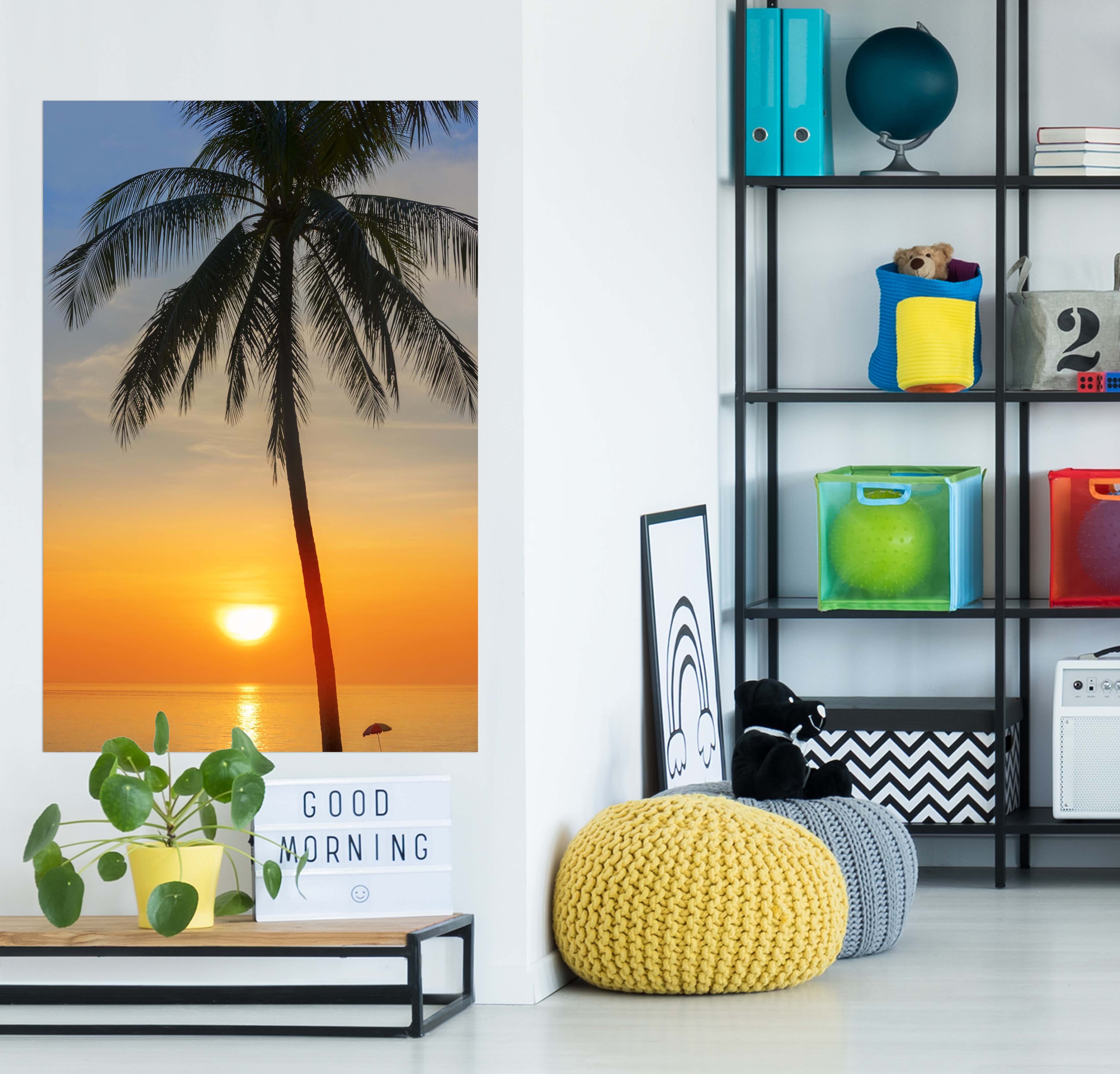 3D Sunset Coconut Tree 227 Marco Carmassi Wall Sticker