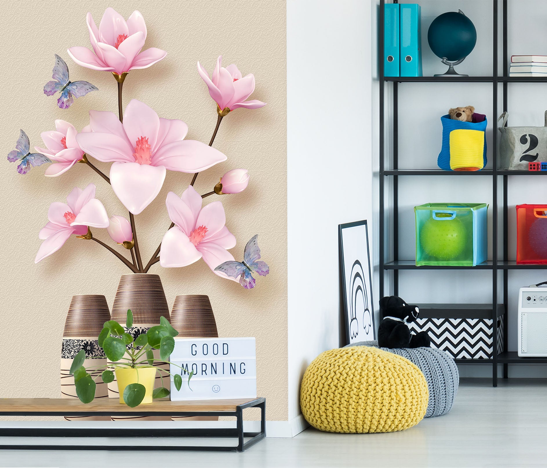 3D Pink Flowers 1853 Wall Murals