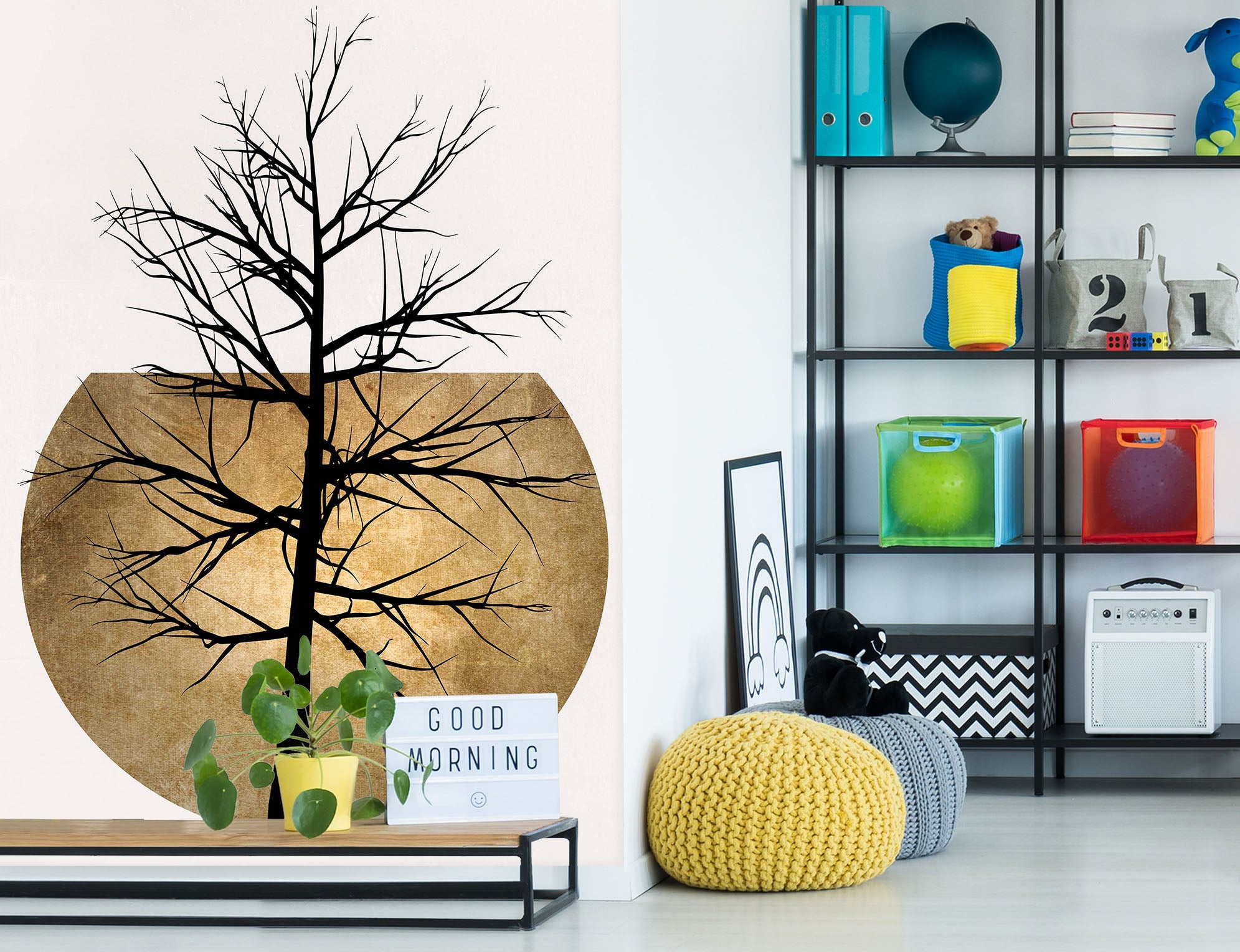 3D Twig Moon 1445 Boris Draschoff Wall Mural Wall Murals