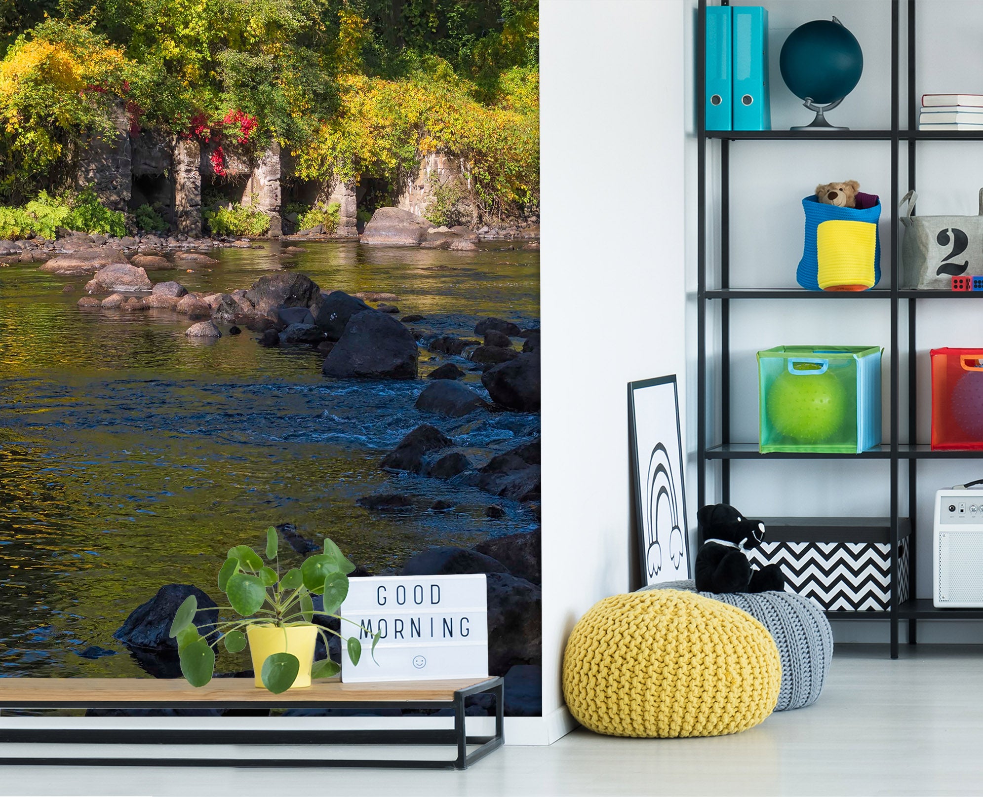 3D River Flowing 135 Jerry LoFaro Wall Mural Wall Murals