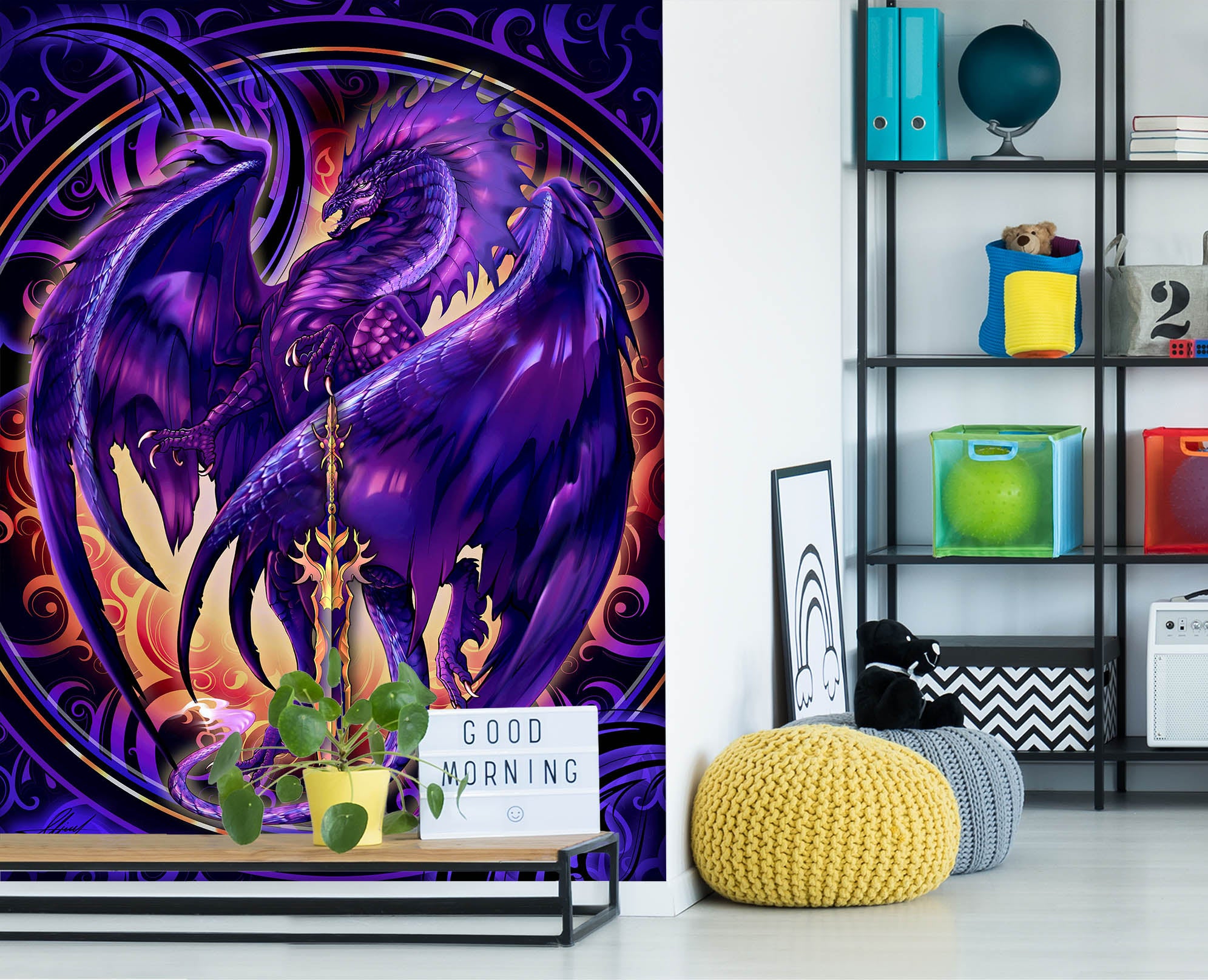 3D Purple Dragon 8132 Ruth Thompson Wall Mural Wall Murals