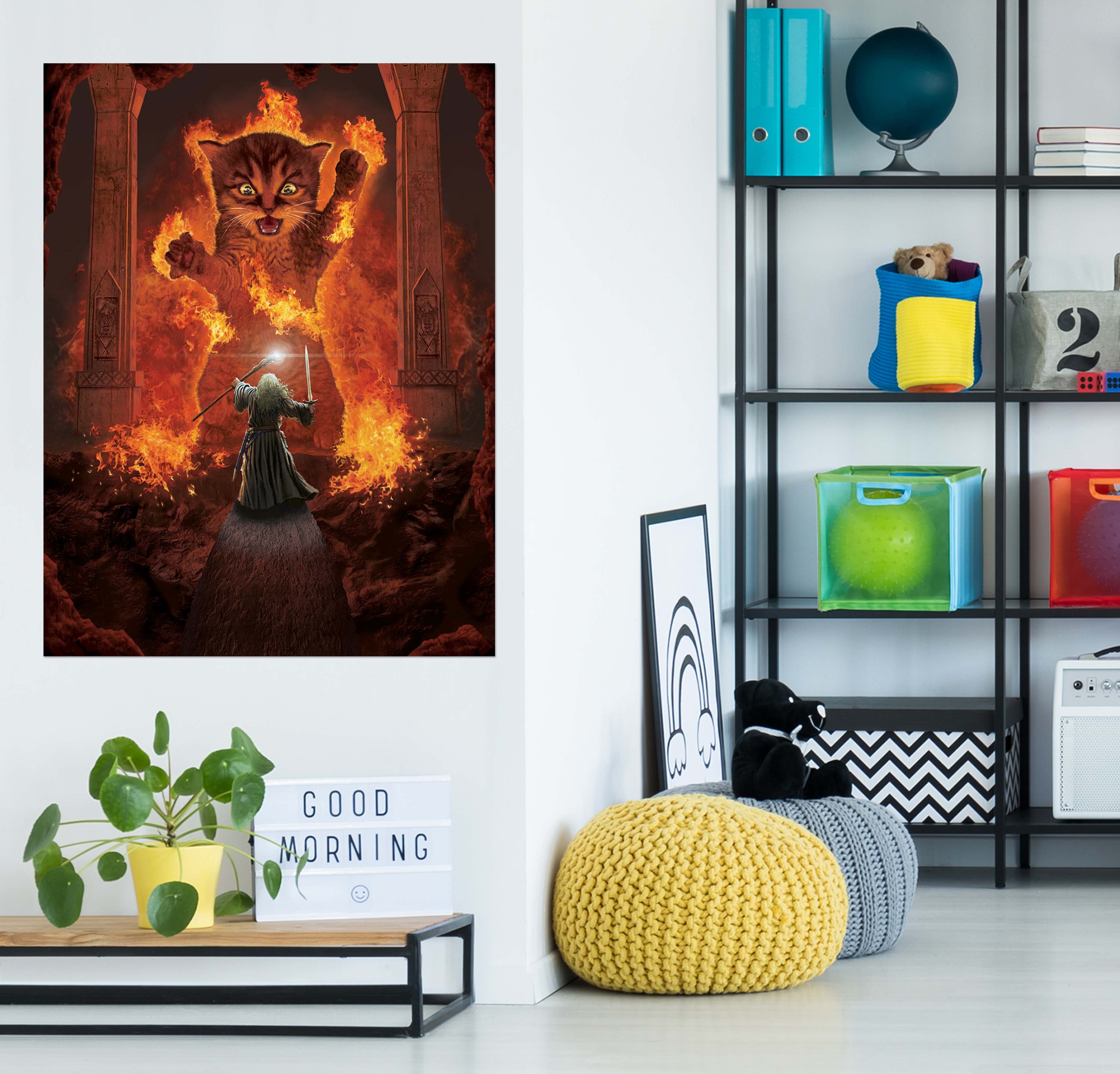 3D Fire Cat 097 Vincent Hie Wall Sticker