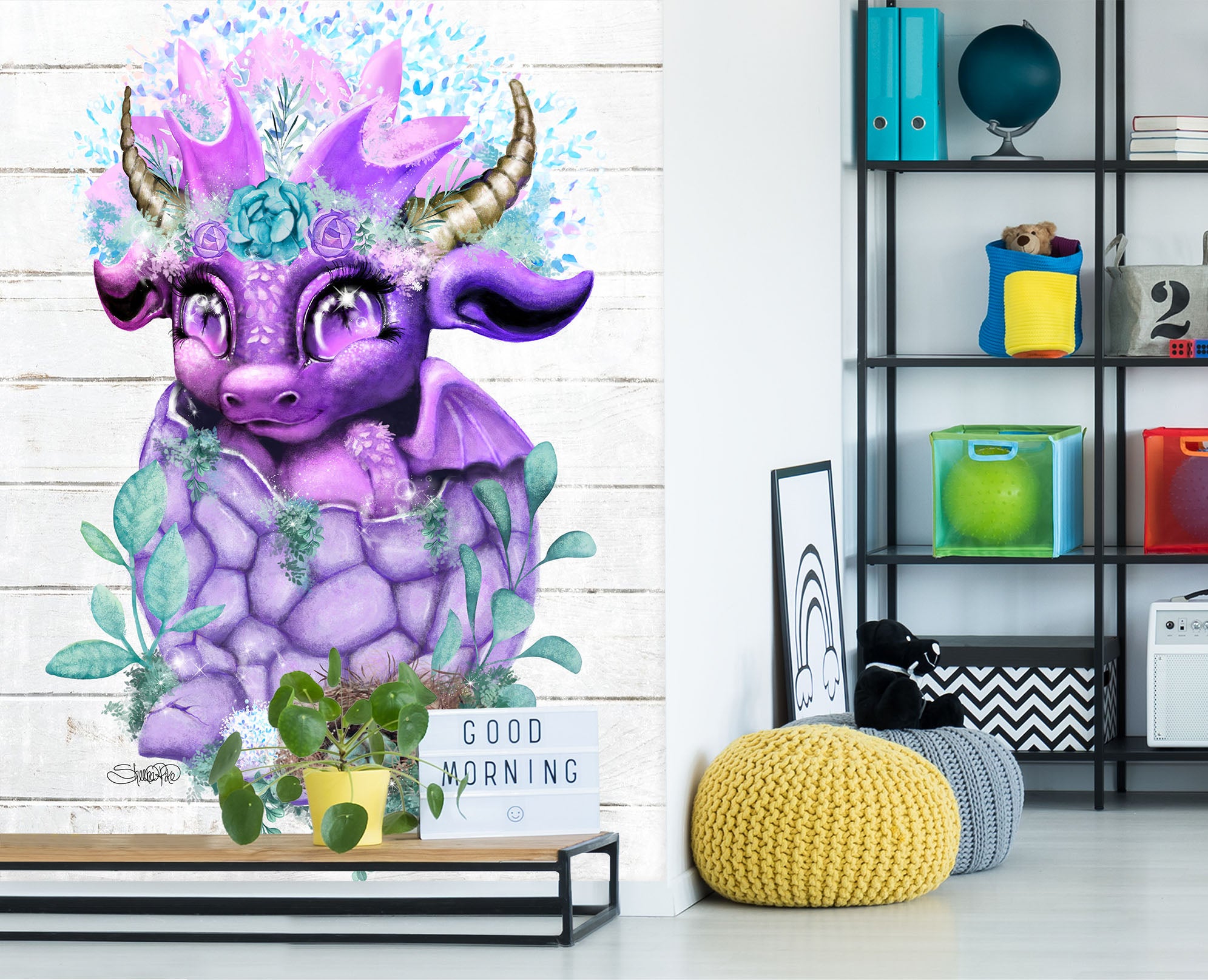 3D Cute Purple Dragon 8467 Sheena Pike Wall Mural Wall Murals