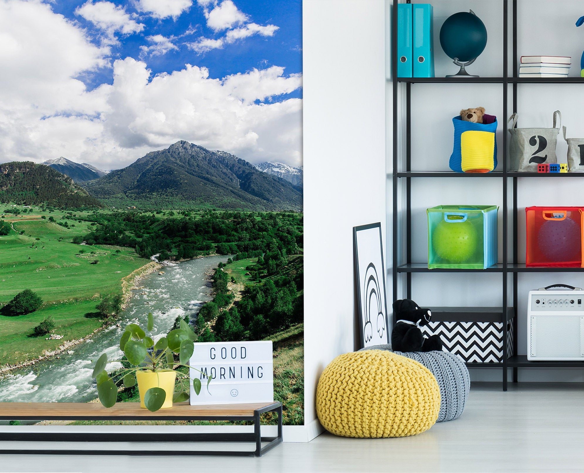 3D Mountain Forest River 108 Wall Murals