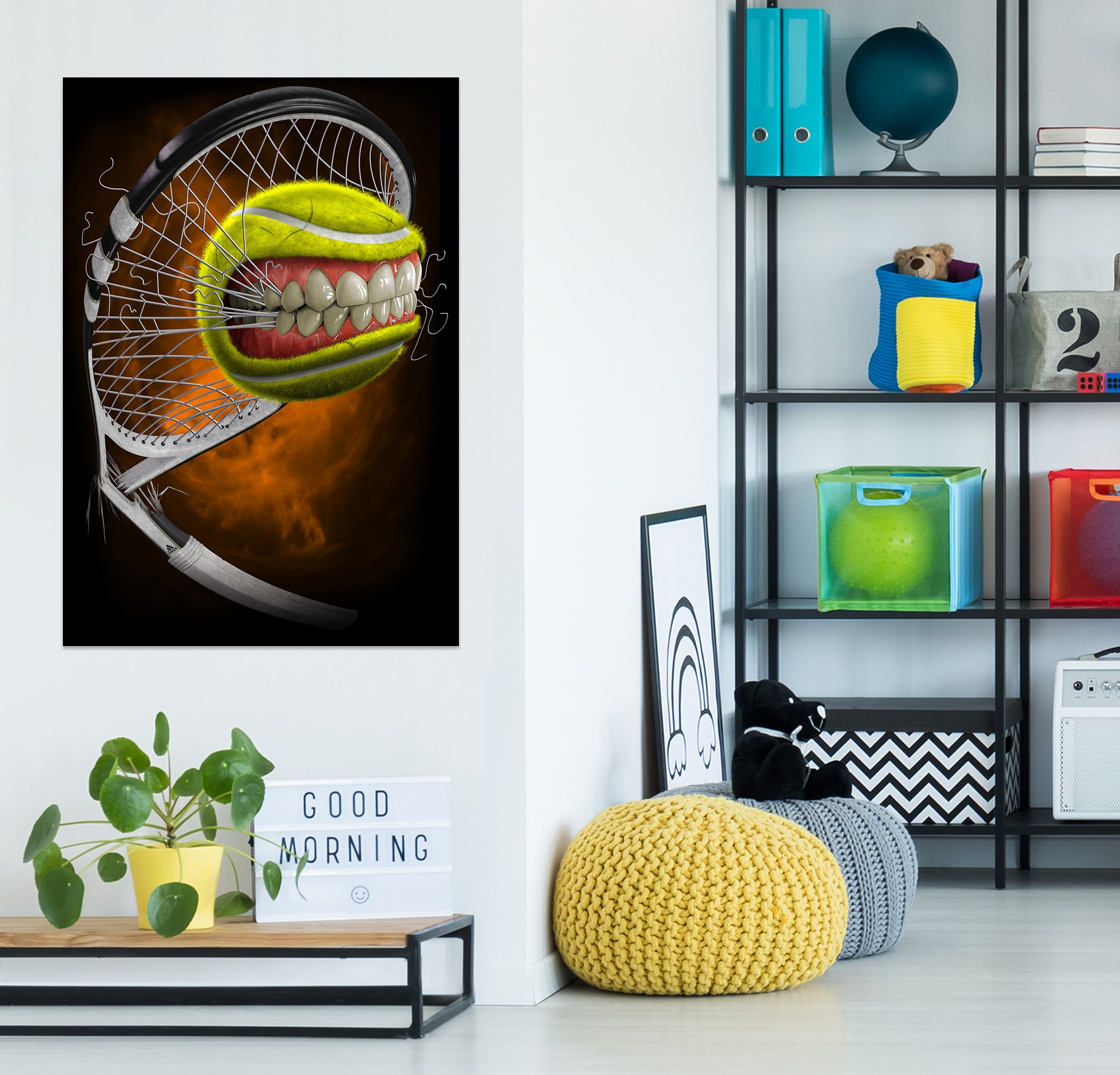 3D Teeth Tennis Net 5111 Tom Wood Wall Sticker