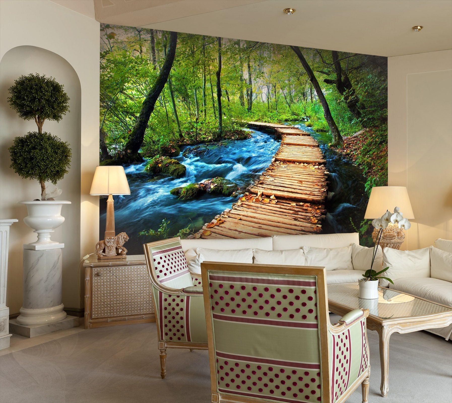 3D Wooden bridge in the forest 05 Wall Murals Wallpaper AJ Wallpaper