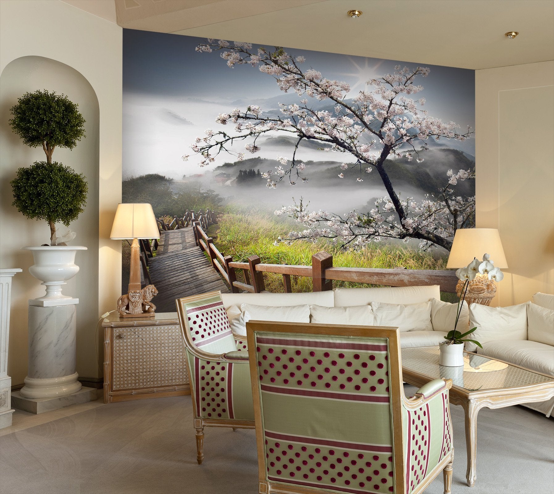 3D cherry blossom on the mountain 27 Wall Murals Wallpaper AJ Wallpaper