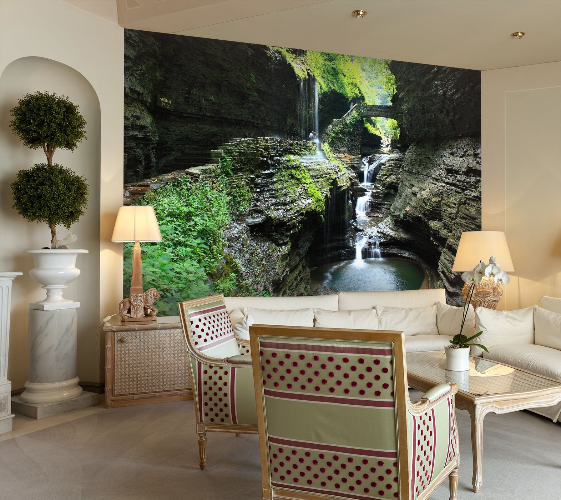 3D waterfall and rocks 1511 Wall Murals Wallpaper AJ Wallpaper
