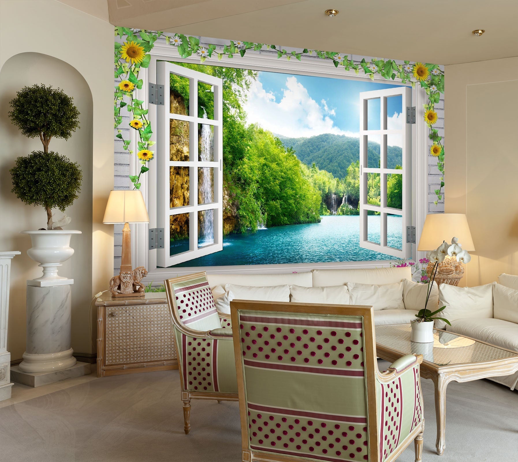 3D Window Waterfall 34 Wall Murals Wallpaper AJ Wallpaper 2
