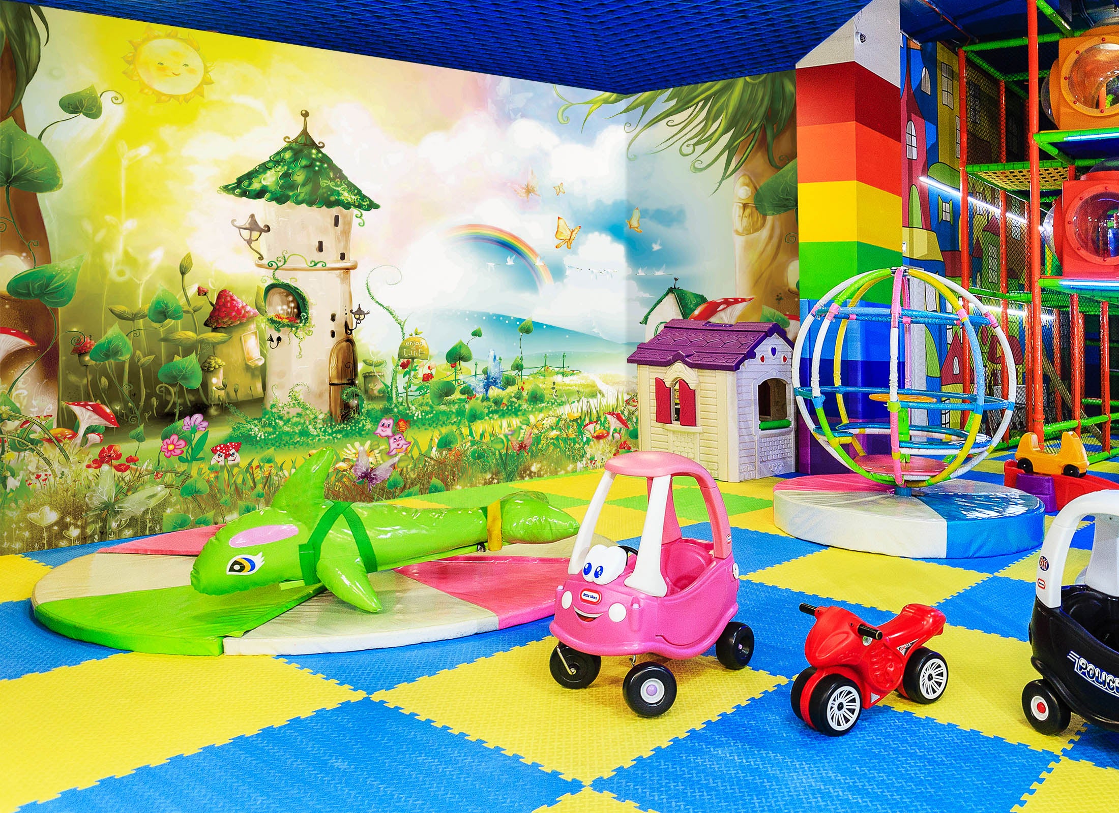3D Cartoon Rainbow Houses 1410 Indoor Play Centres Wall Murals