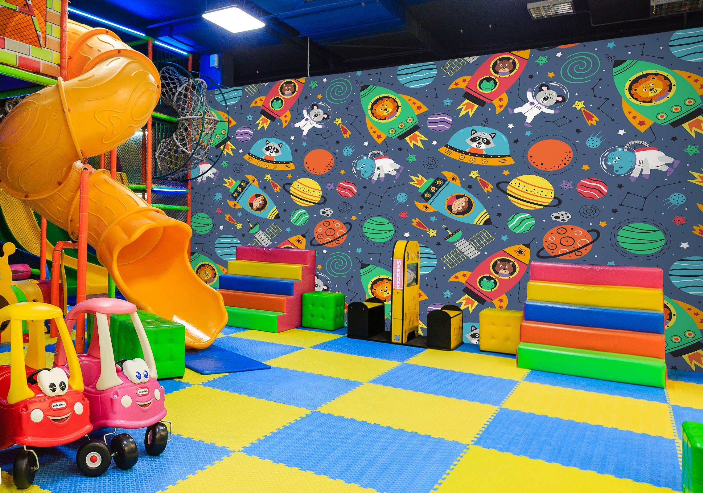 3D Rocket Planet Pattern 1423 Indoor Play Centres Wall Murals