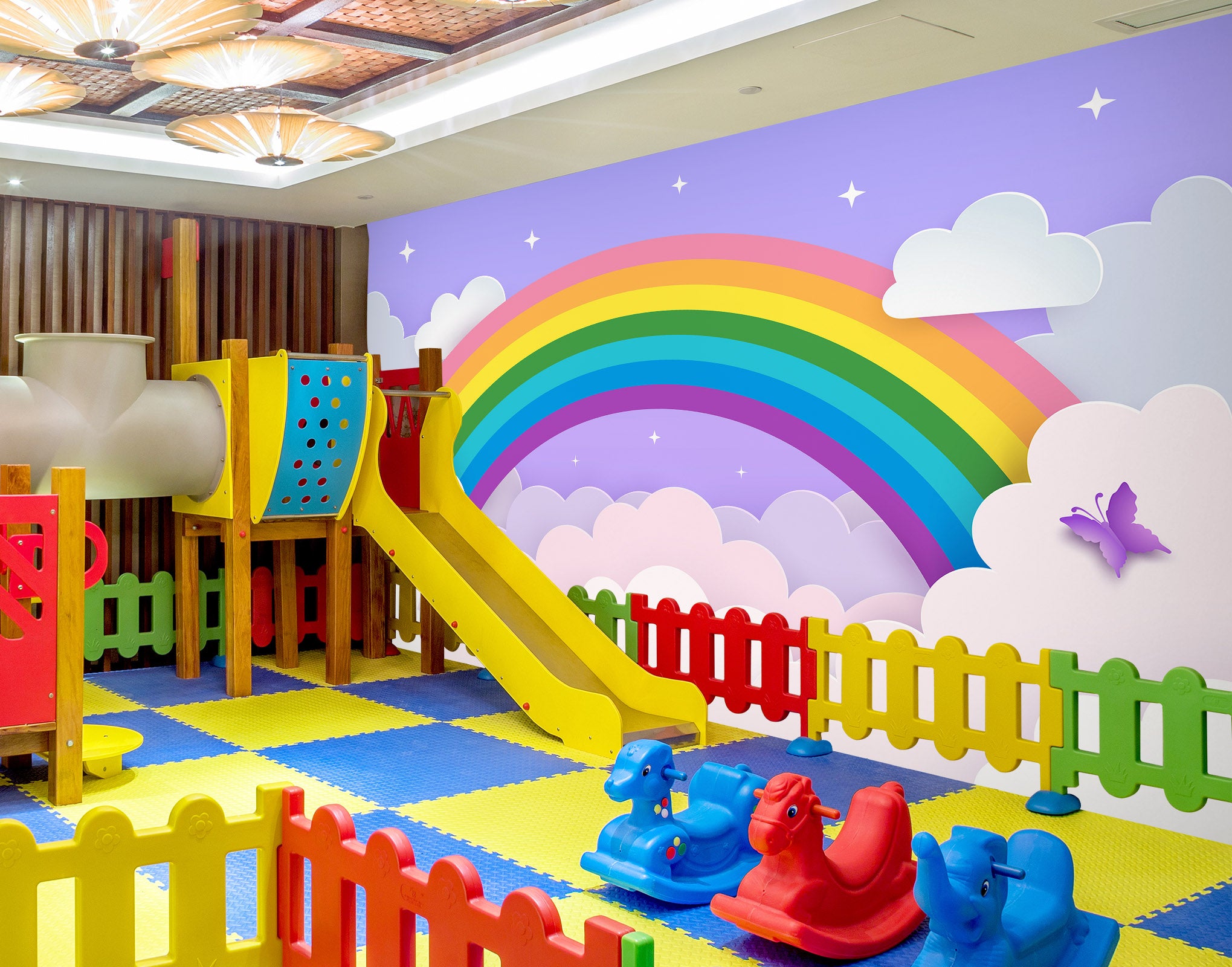 3D Rainbow Clouds 1426 Indoor Play Centres Wall Murals