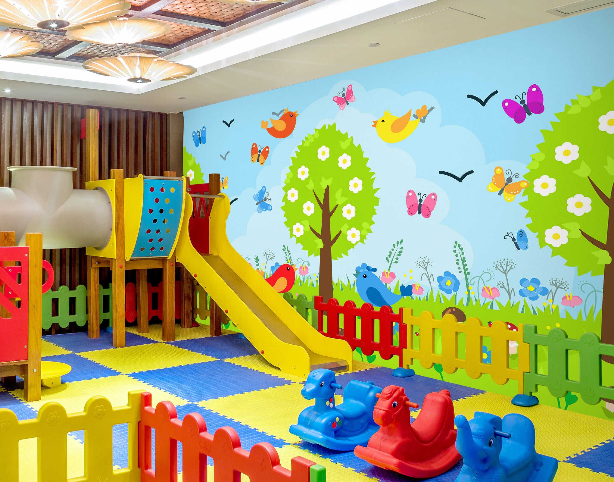 3D Trees Butterfly 1414 Indoor Play Centres Wall Murals