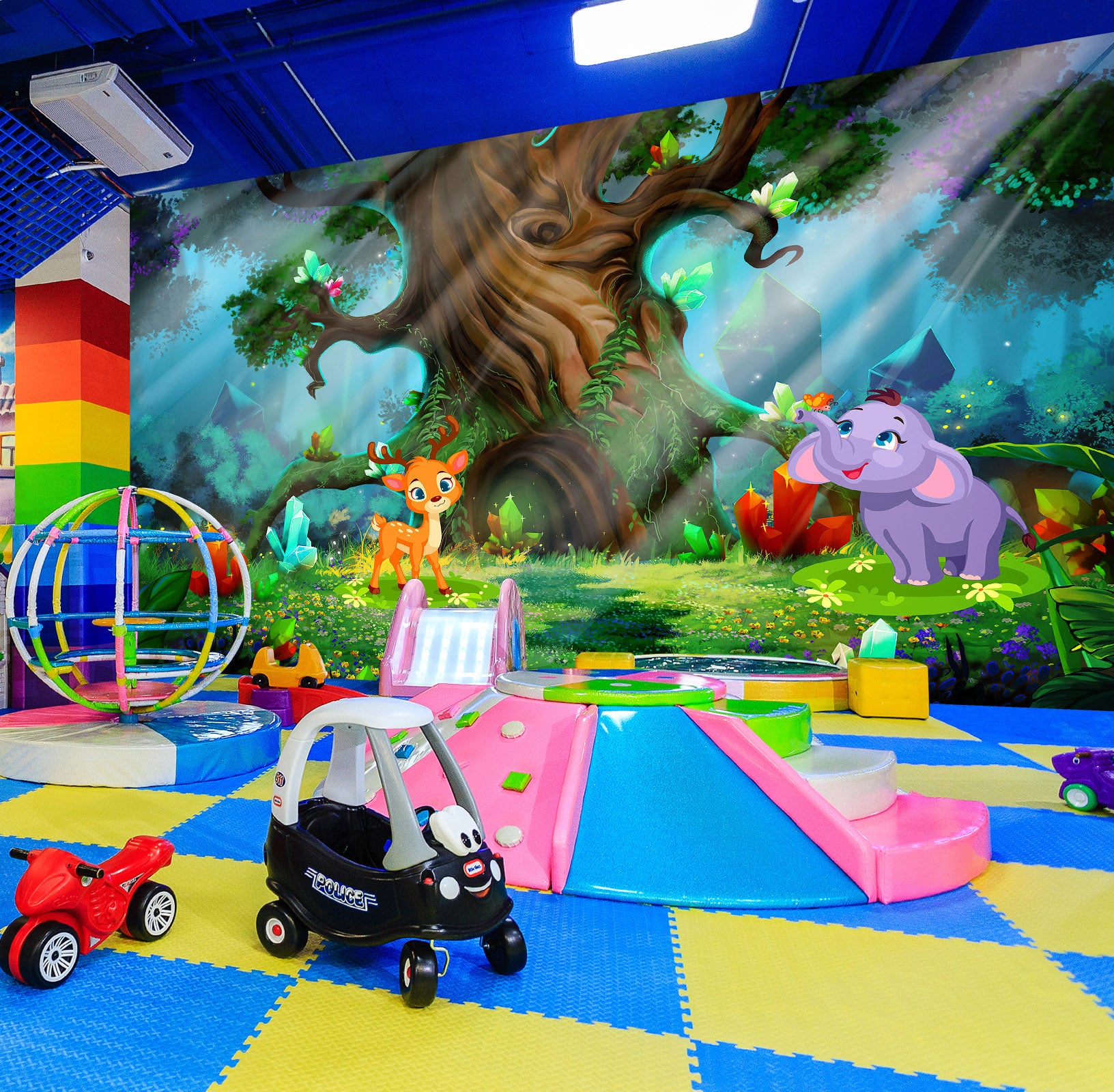 3D Big Tree Animal 1432 Indoor Play Centres Wall Murals