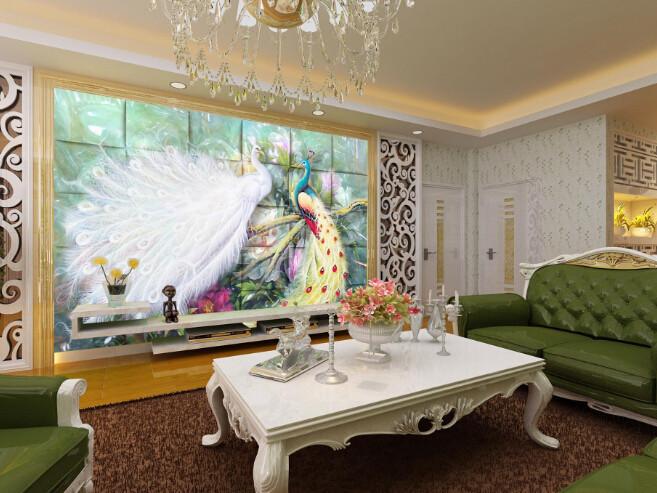 3D Green Dreamlike Peacock Wallpaper AJ Wallpaper 1