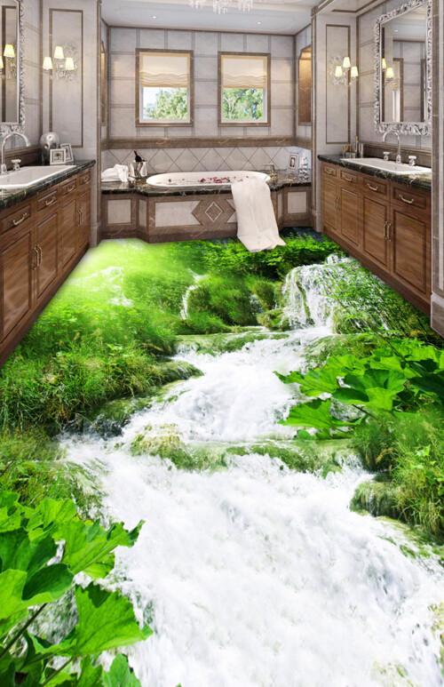 3D Fresh Stream Scenery Floor Mural Wallpaper AJ Wallpaper 2