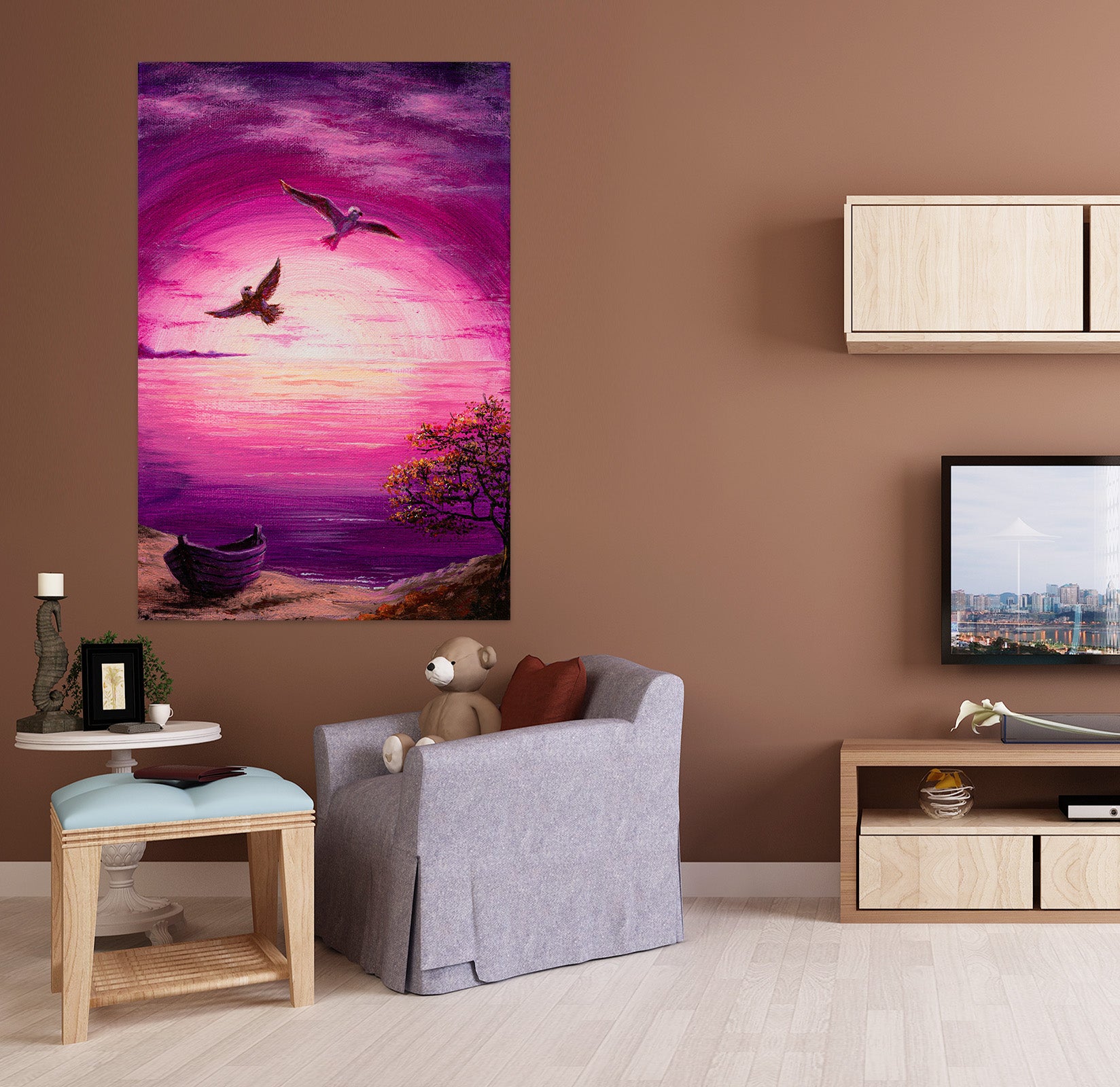 3D Pink Sky Eagle 1828 Marina Zotova Wall Sticker