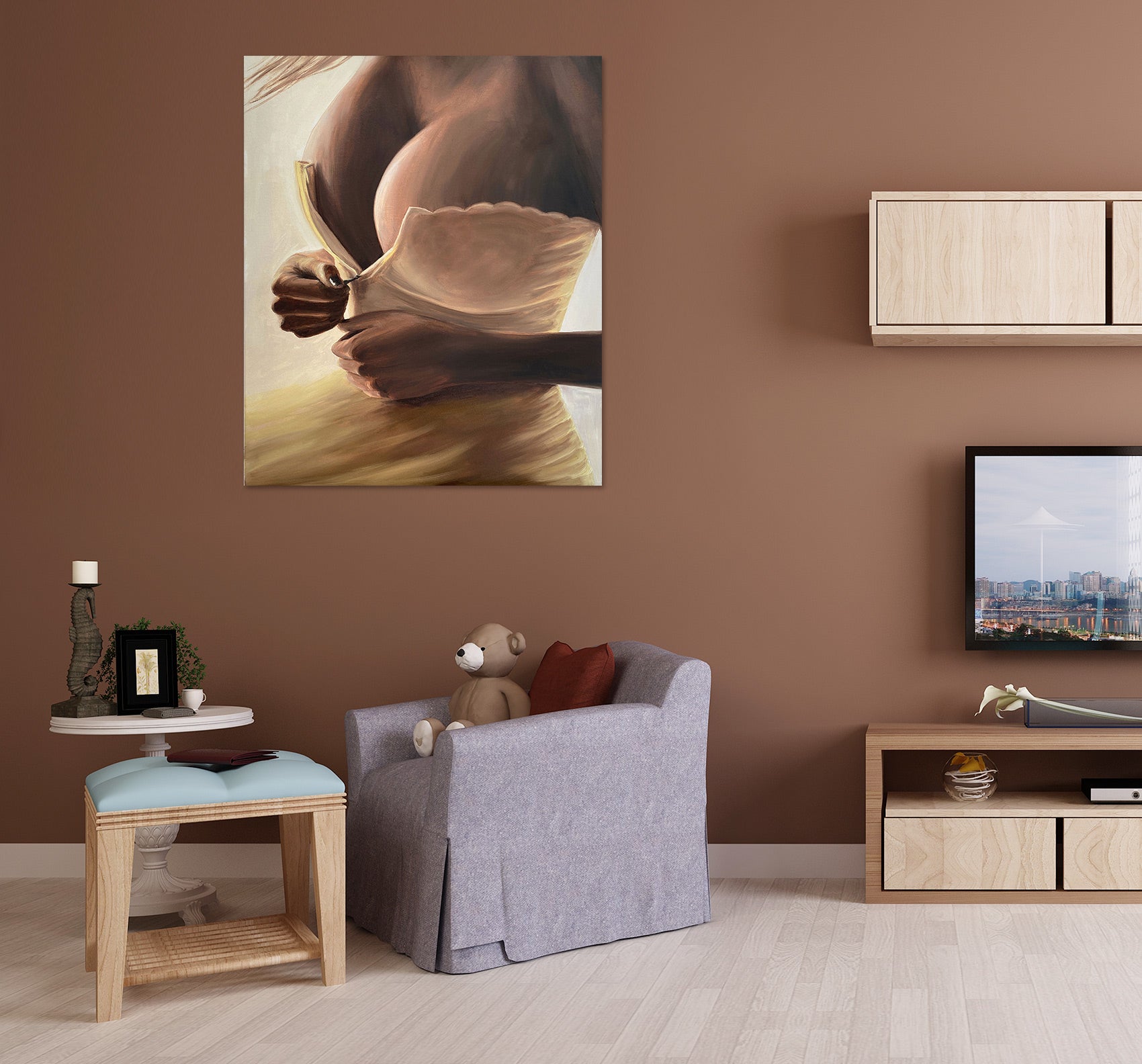 3D White Skirt 10072 Marina Zotova Wall Sticker