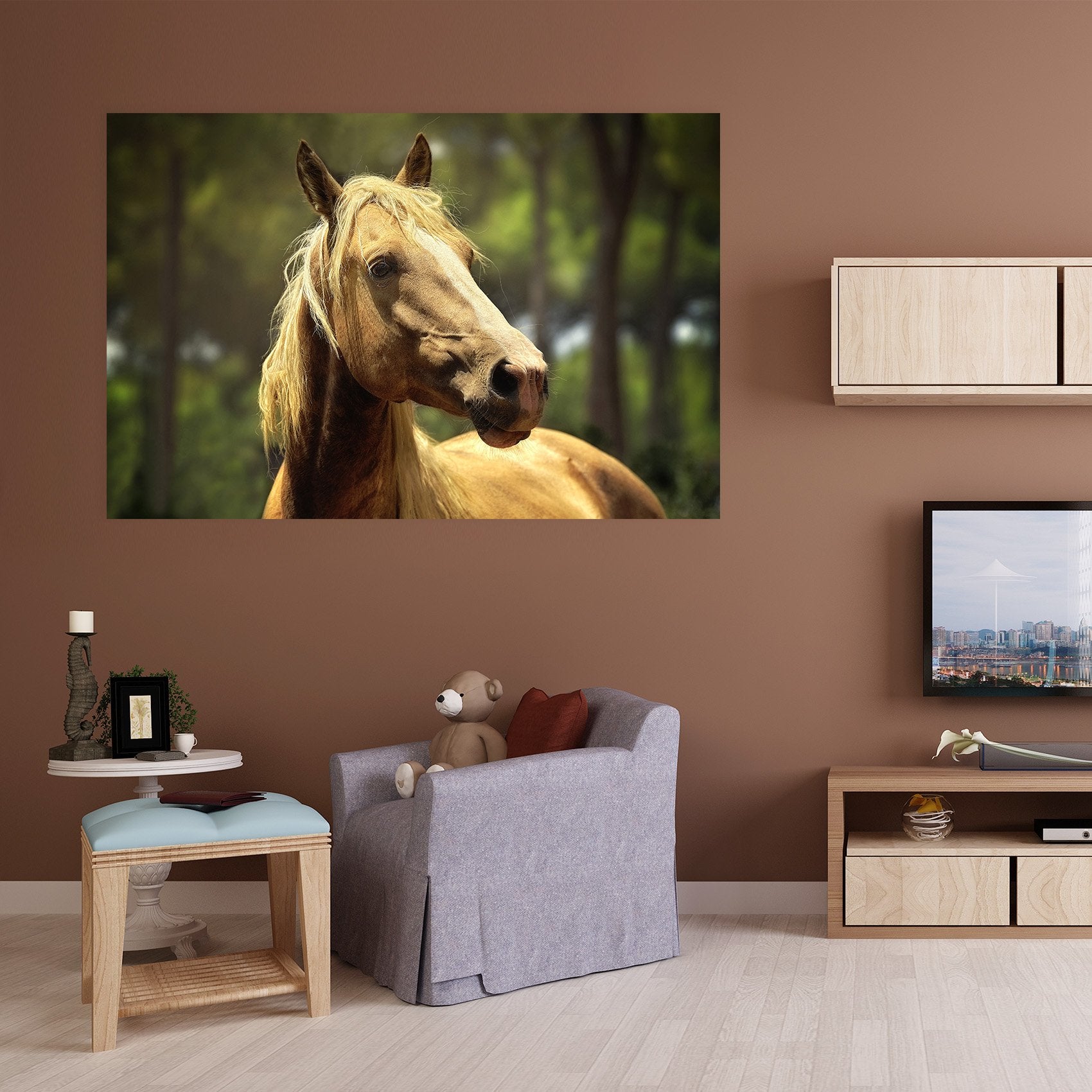3D Wood Horse Head 69 Animal Wall Stickers Wallpaper AJ Wallpaper 2