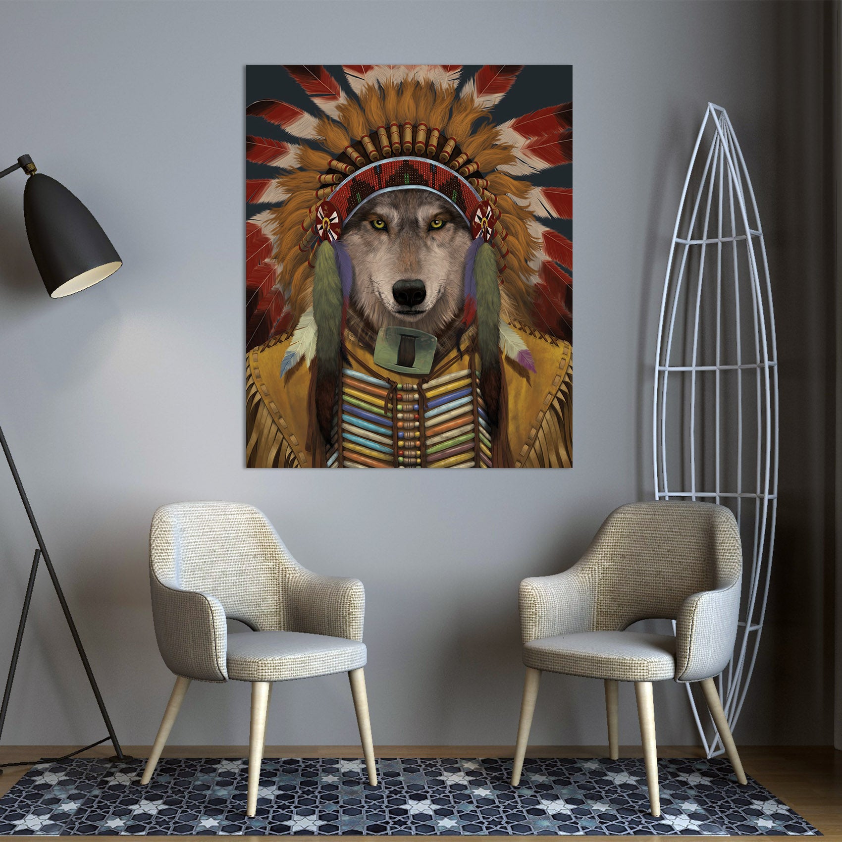 3D Wolf Spirit Chief 095 Vincent Hie Wall Sticker