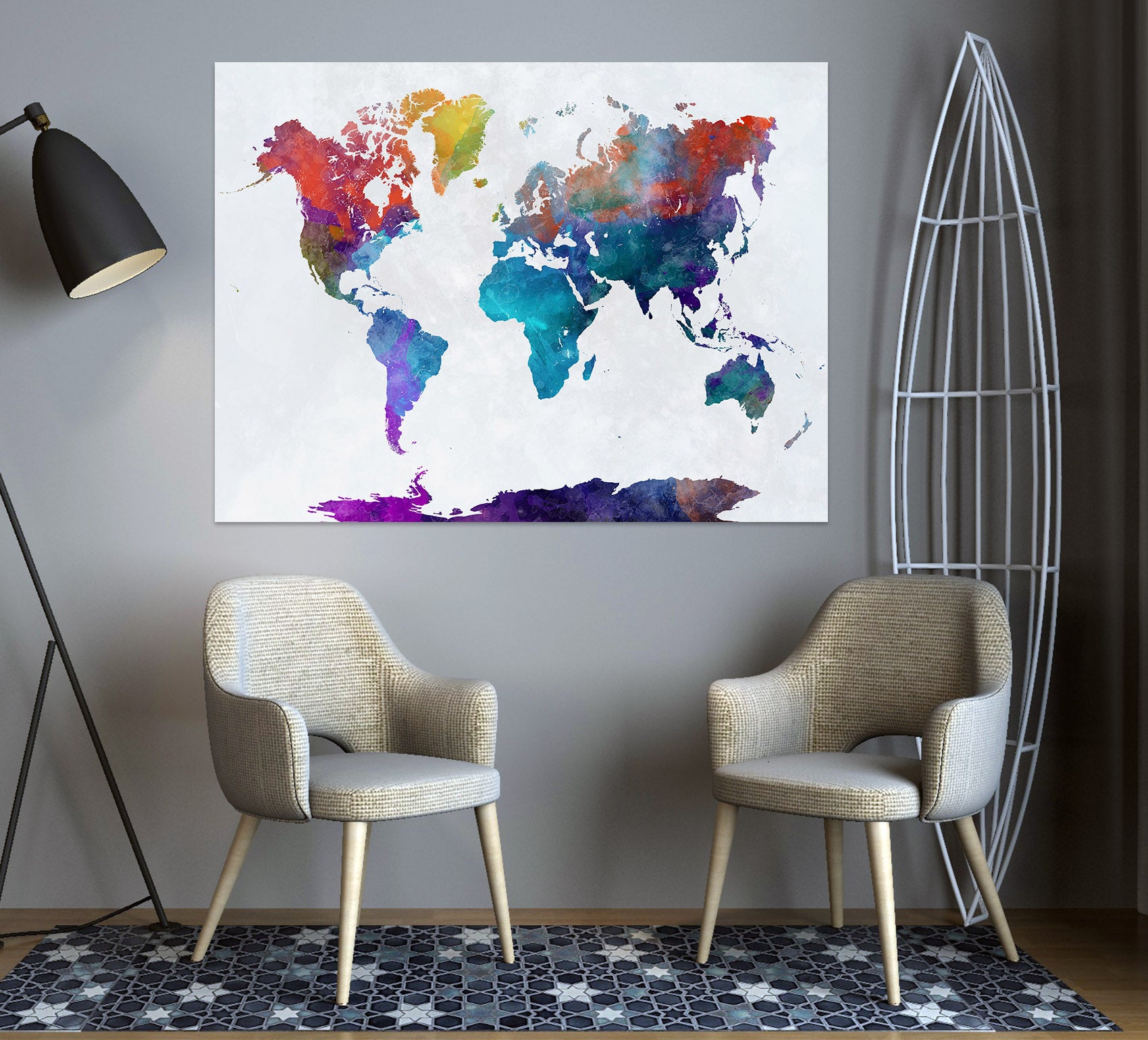 3D Vibrant Colors 113 World Map Wall Sticker