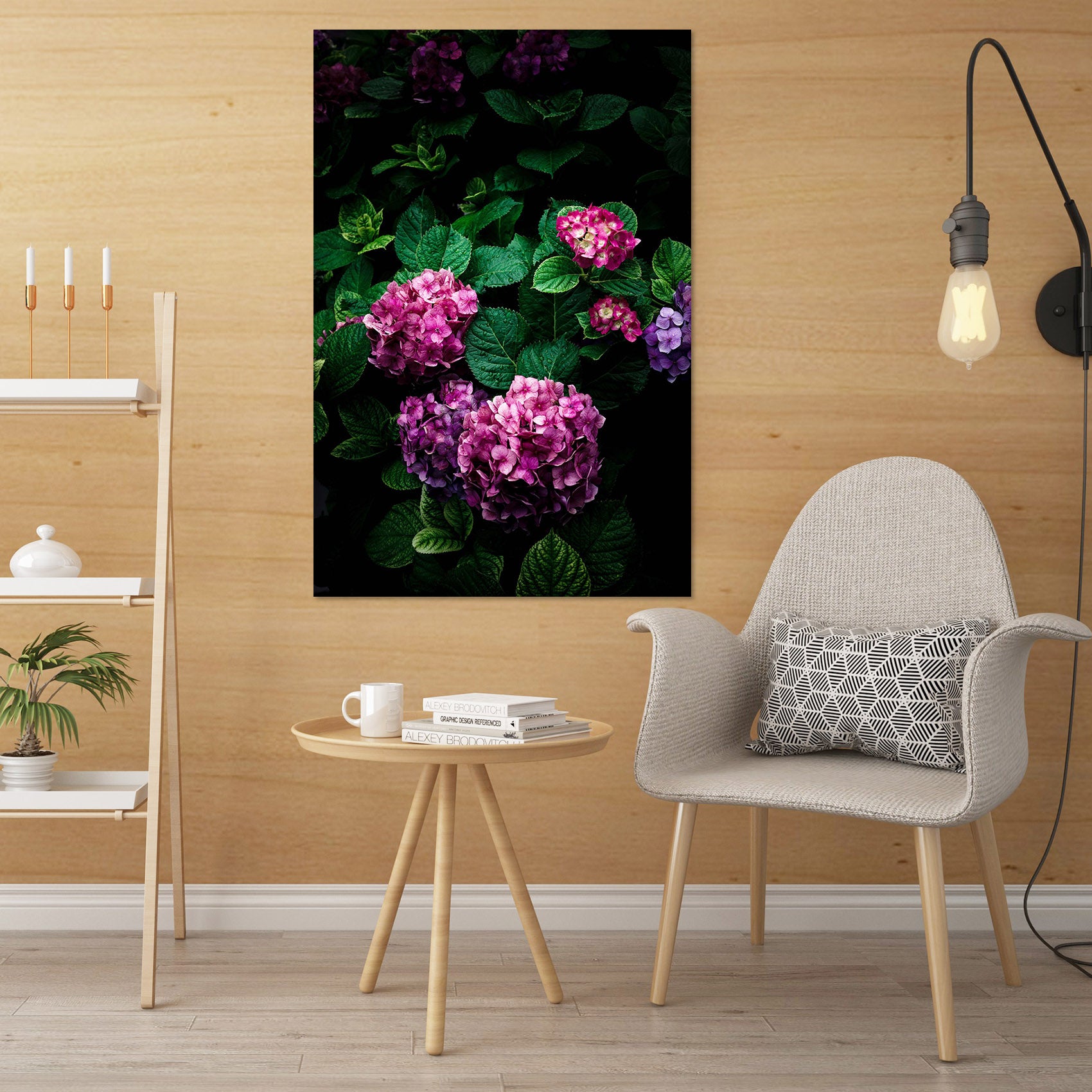3D Pink Hydrangea 011 Noirblanc777 Wall Sticker