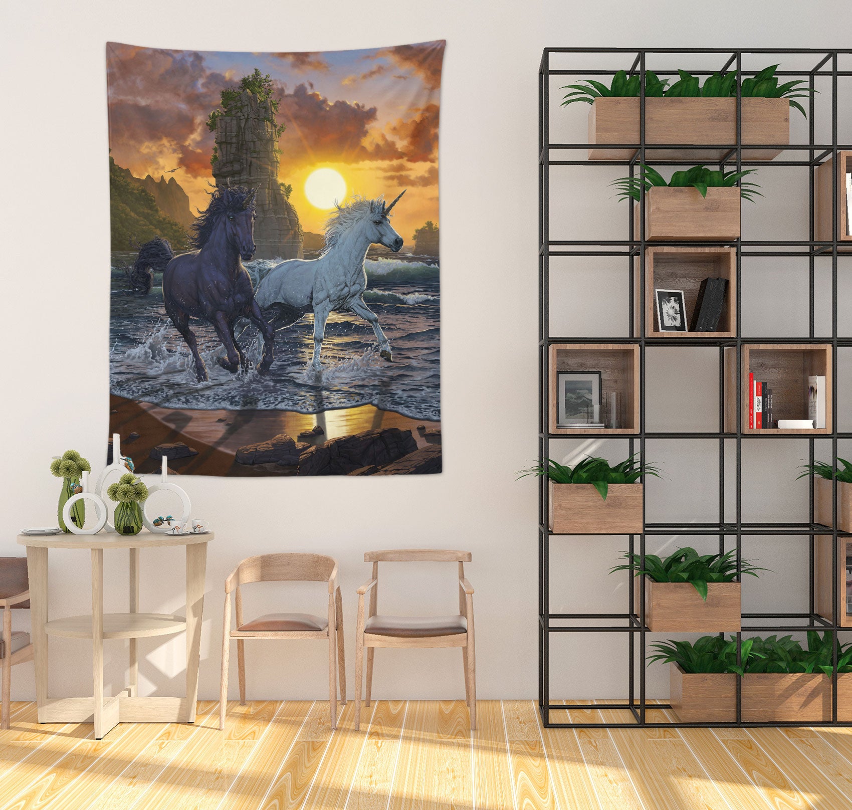 3D Seaside Unicorn Horse 11748 Vincent Tapestry Hanging Cloth Hang