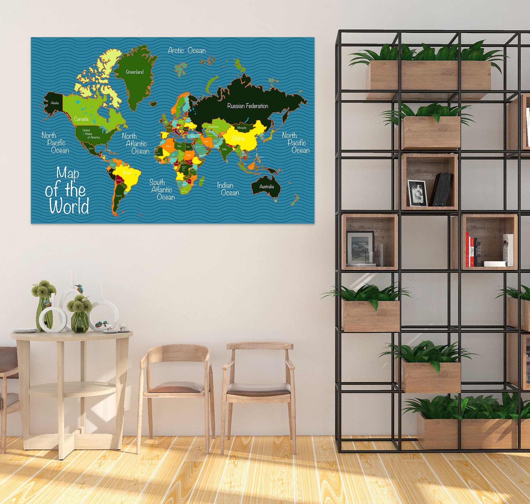 3D Rich Land 274 World Map Wall Sticker
