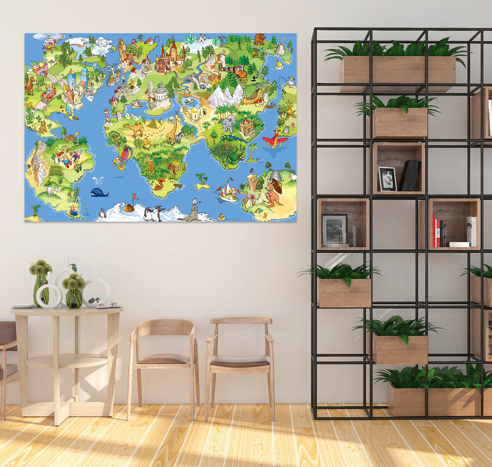 3D Island Forest 117 World Map Wall Sticker