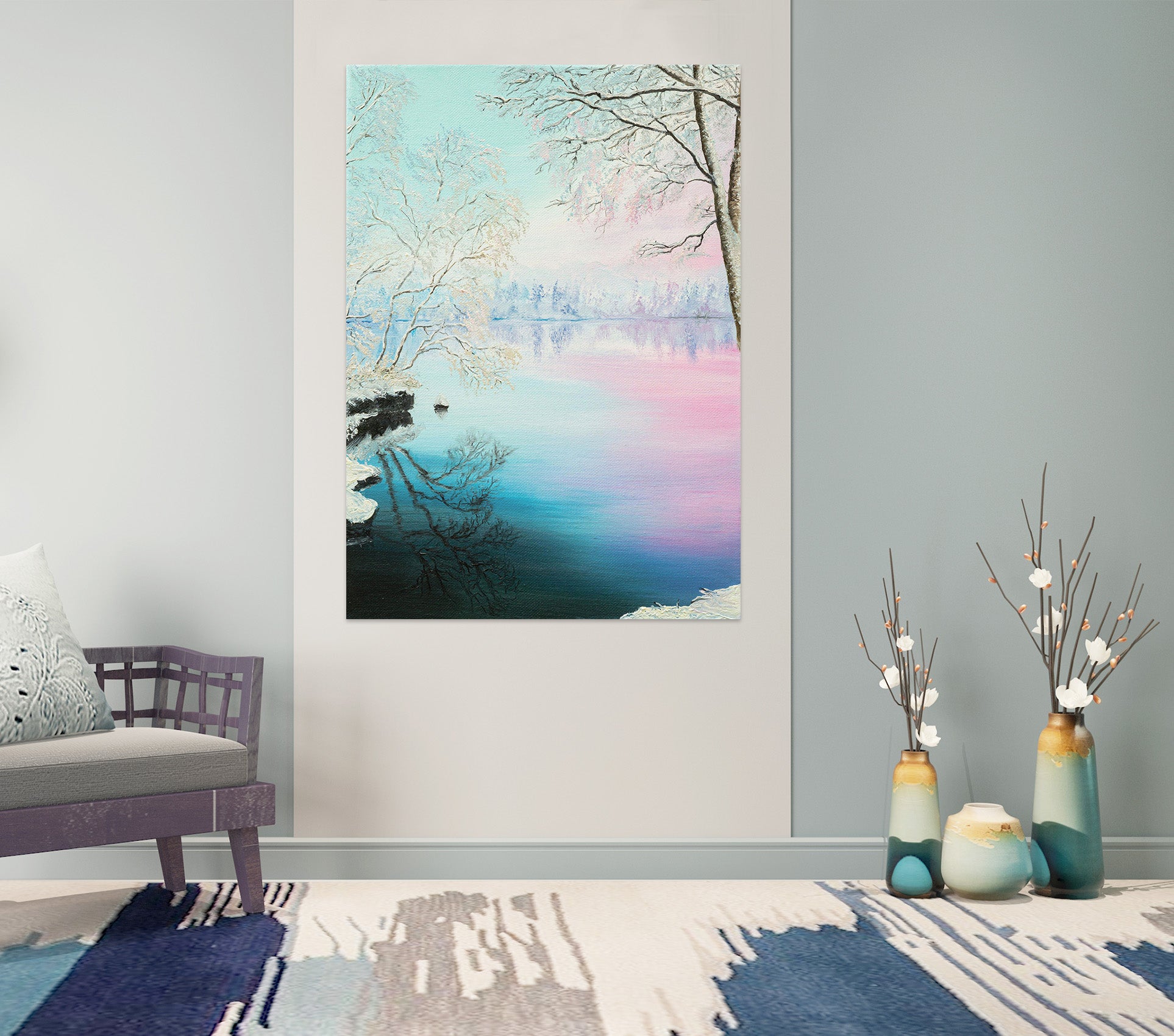 3D Snow Tree Ice Lake 1833 Marina Zotova Wall Sticker