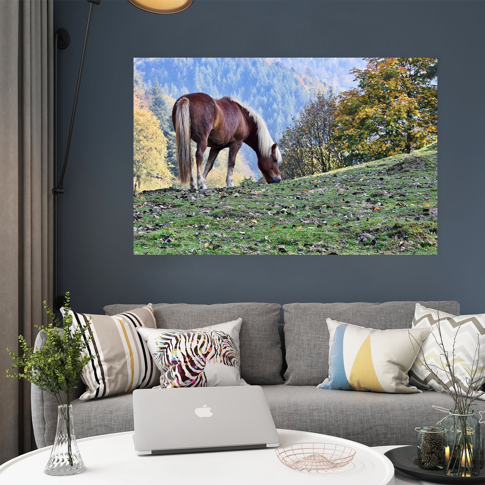 3D Grass Grazing Horse 63 Animal Wall Stickers Wallpaper AJ Wallpaper 2