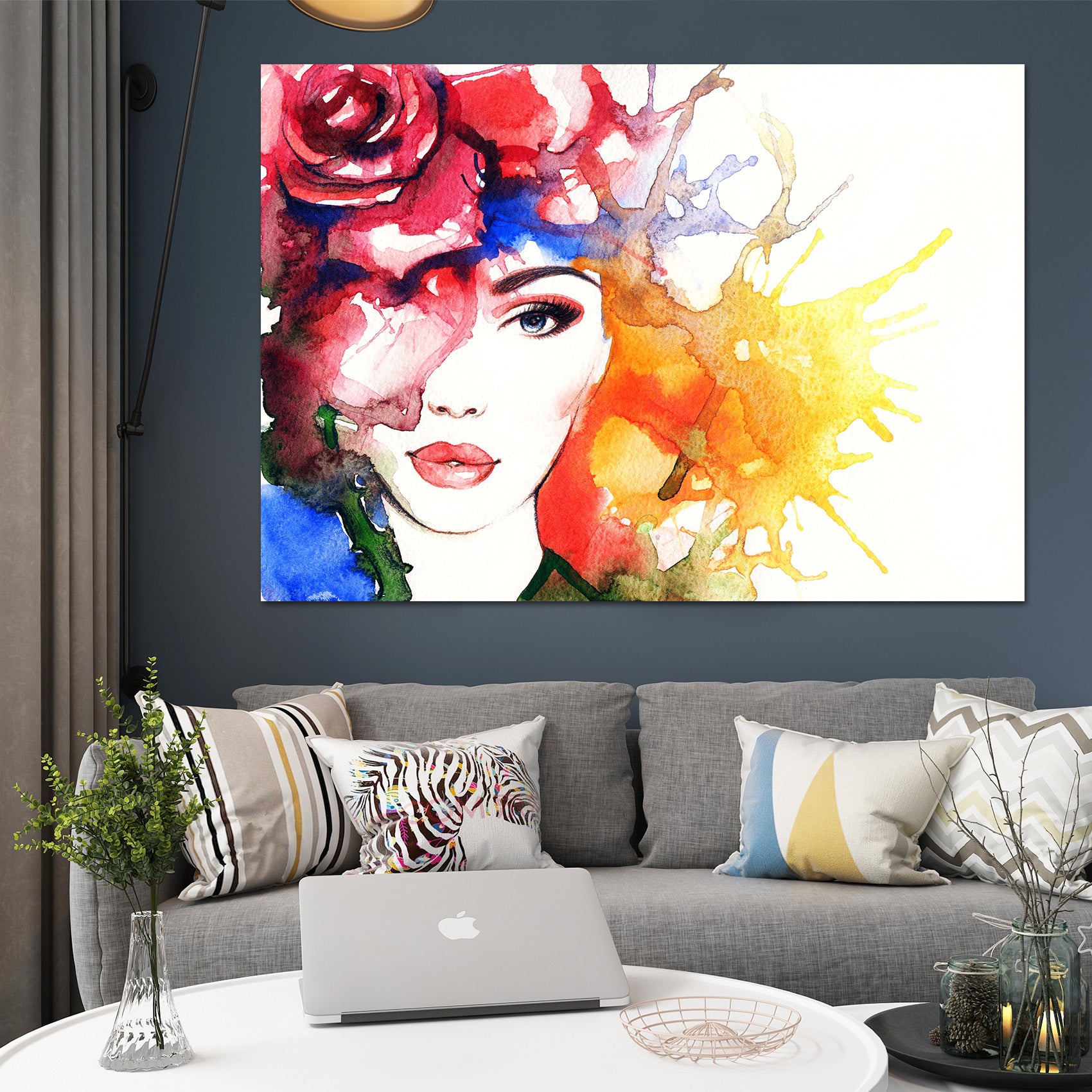 3D Red Rose Woman 1013 Wall Sticker