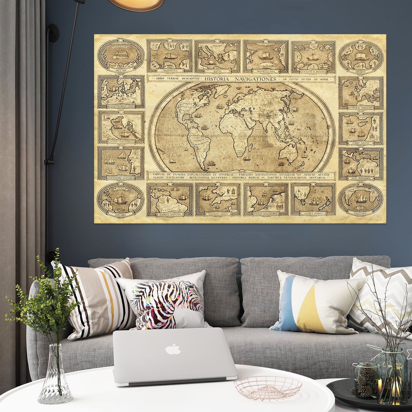 3D Gold Pattern 126 World Map Wall Sticker