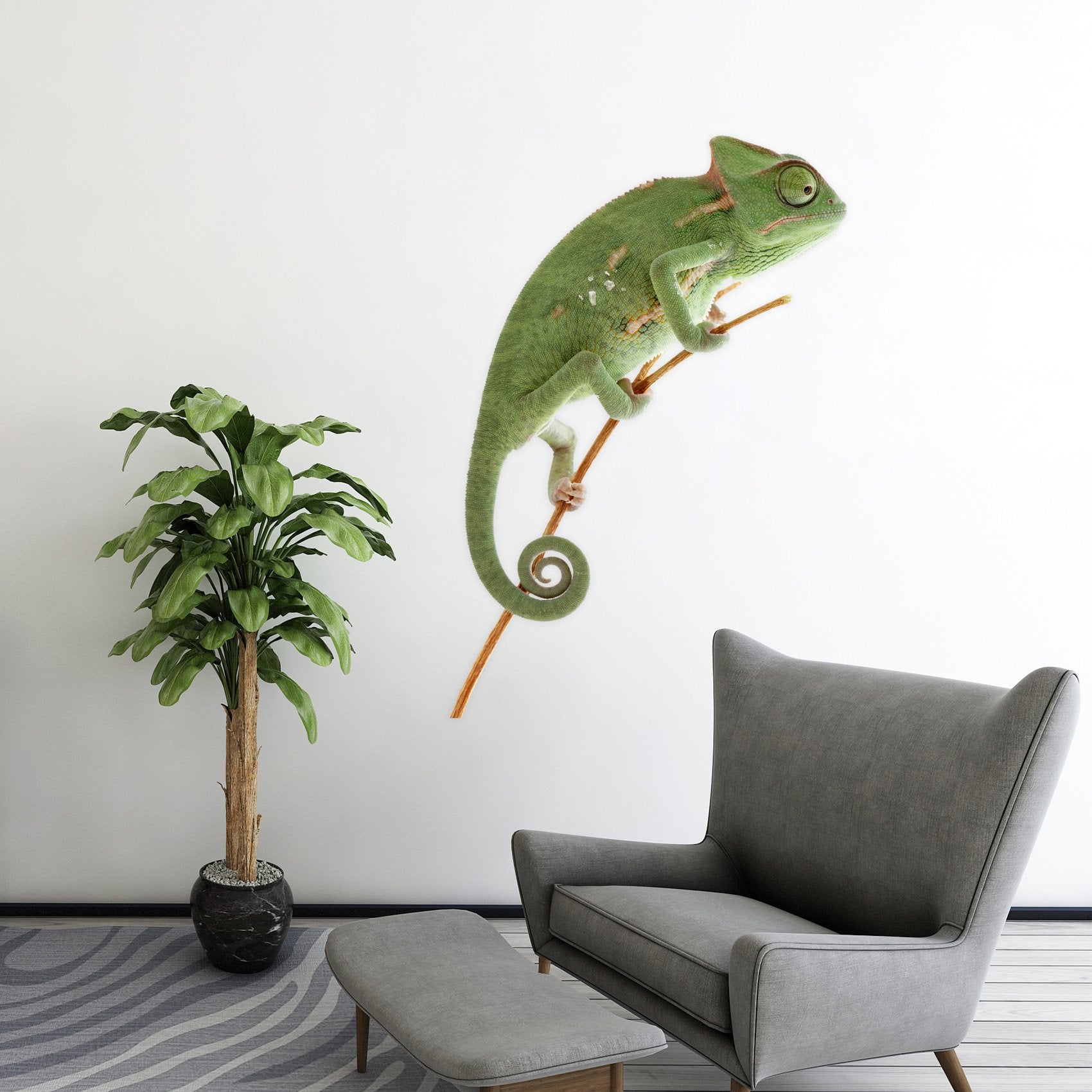 3D Green Chameleon 168 Animals Wall Stickers Wallpaper AJ Wallpaper