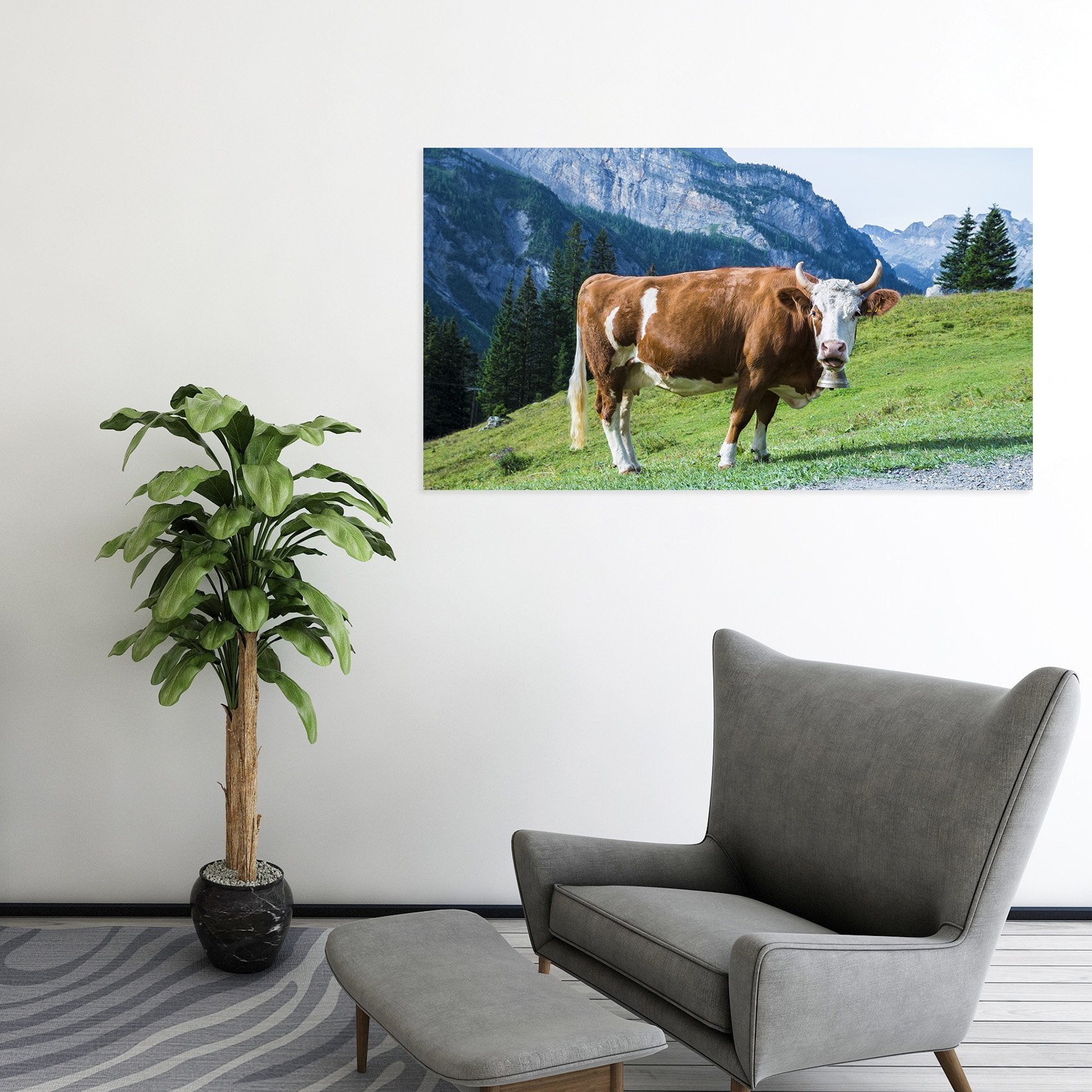 3D Mountain Grassland Cattle34 Animal Wall Stickers Wallpaper AJ Wallpaper 2