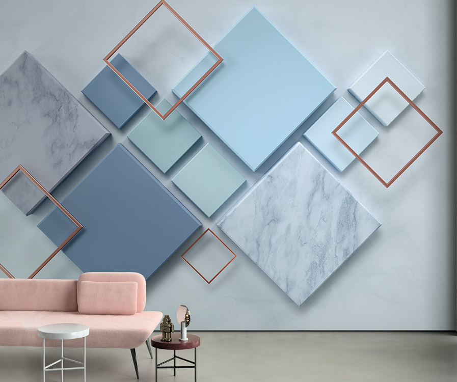 3D Blue Square WG022 Wall Murals