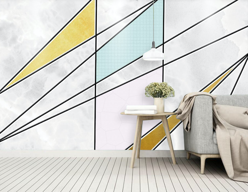 3D Yellow Triangle WG077 Wall Murals